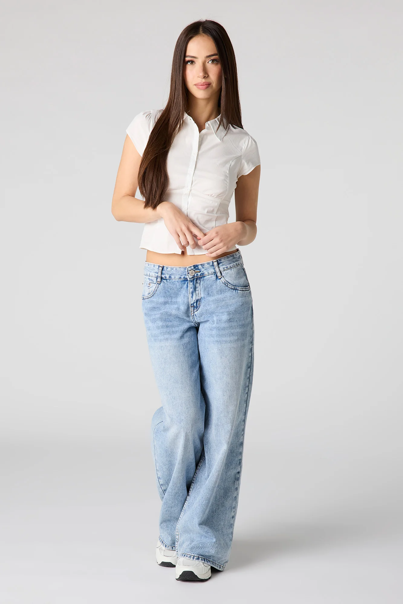 Button-Up Fitted Collared Top - Image 7
