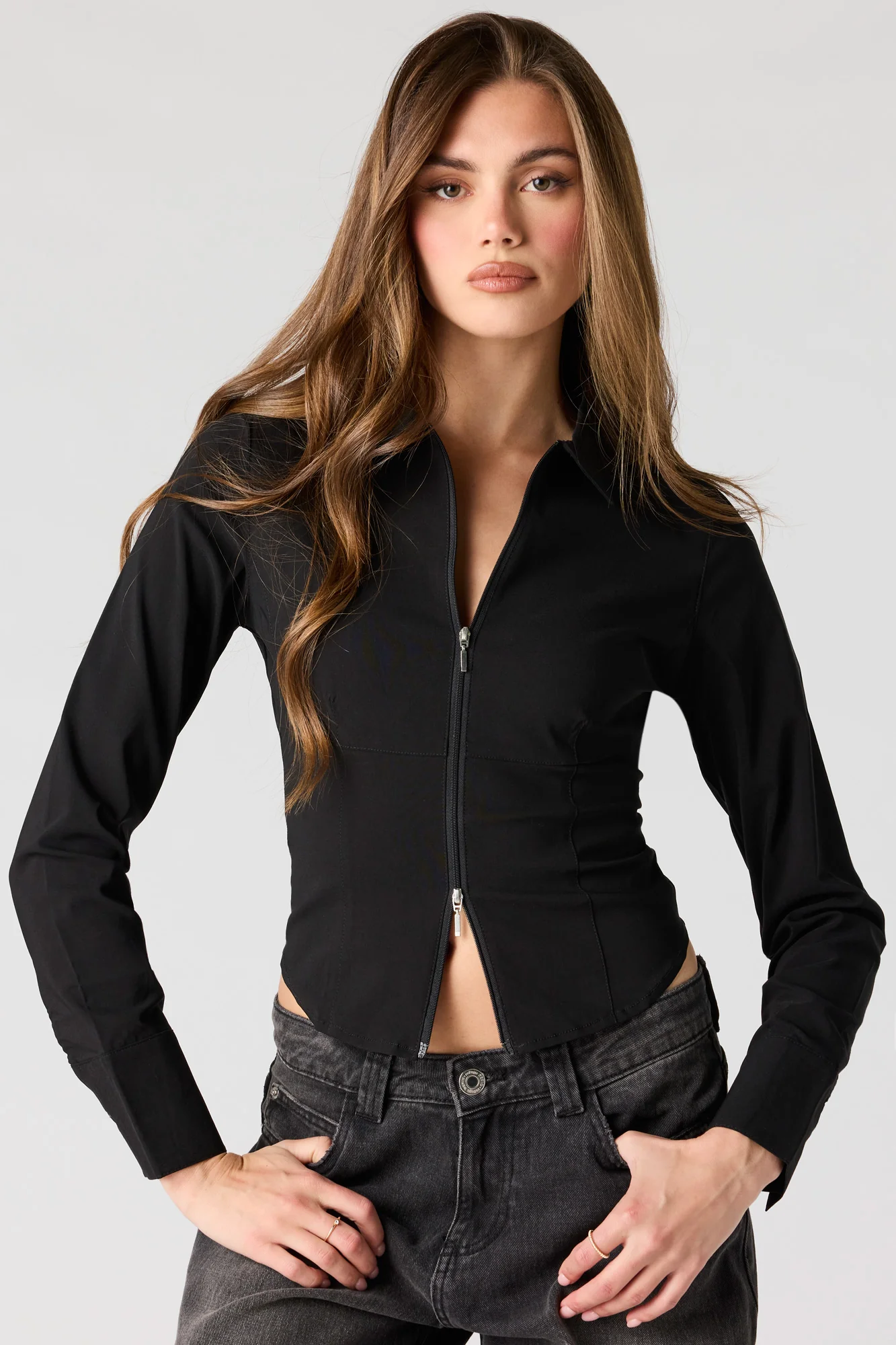 2-Way Zip Collared Fitted Top - Image 5