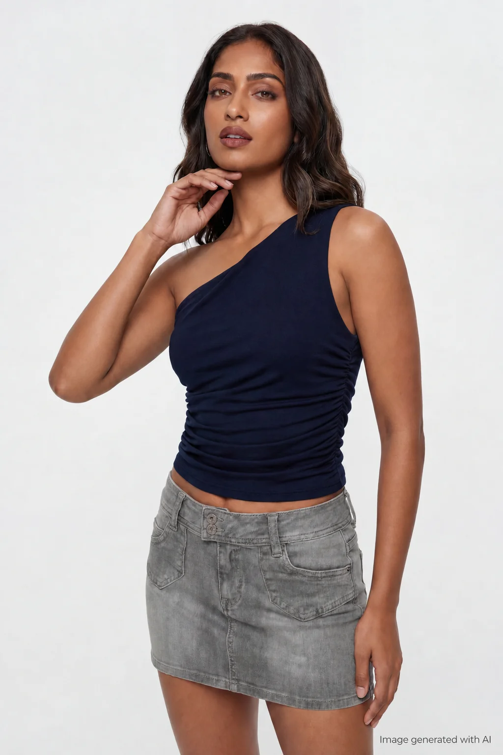 Ruched One Shoulder Top - Image 10