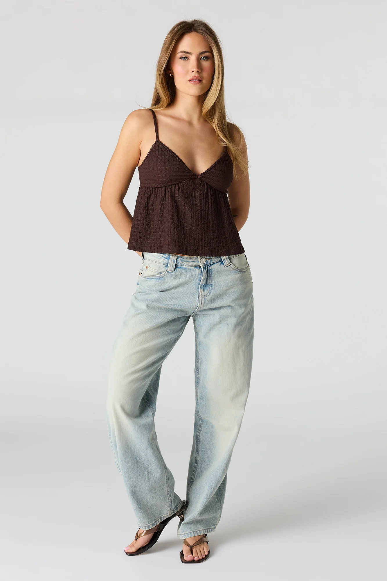 Textured V-Neck Babydoll Tank - Image 11