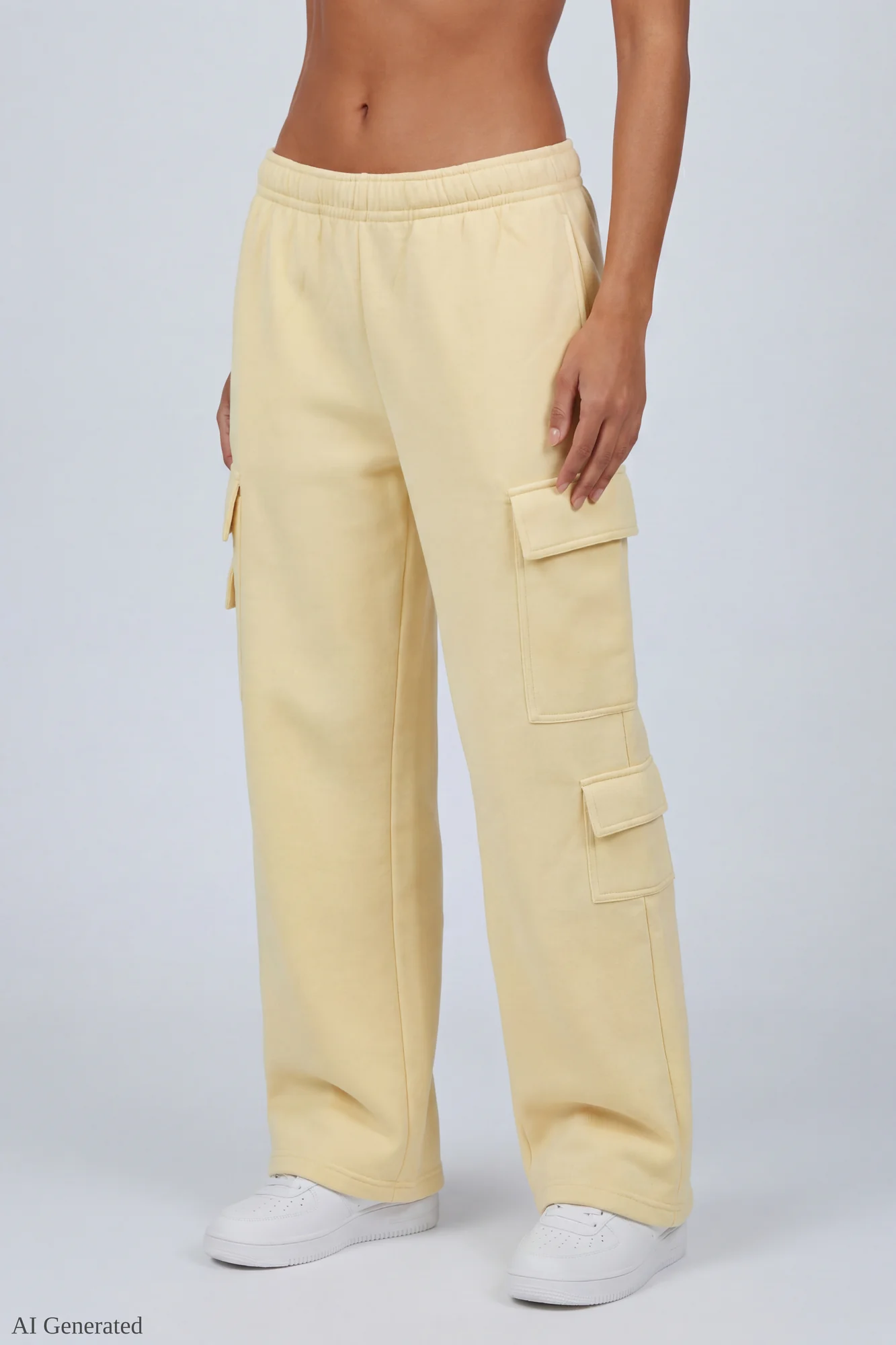 Fleece Low Rise Wide Leg Cargo Sweatpant - Image 7