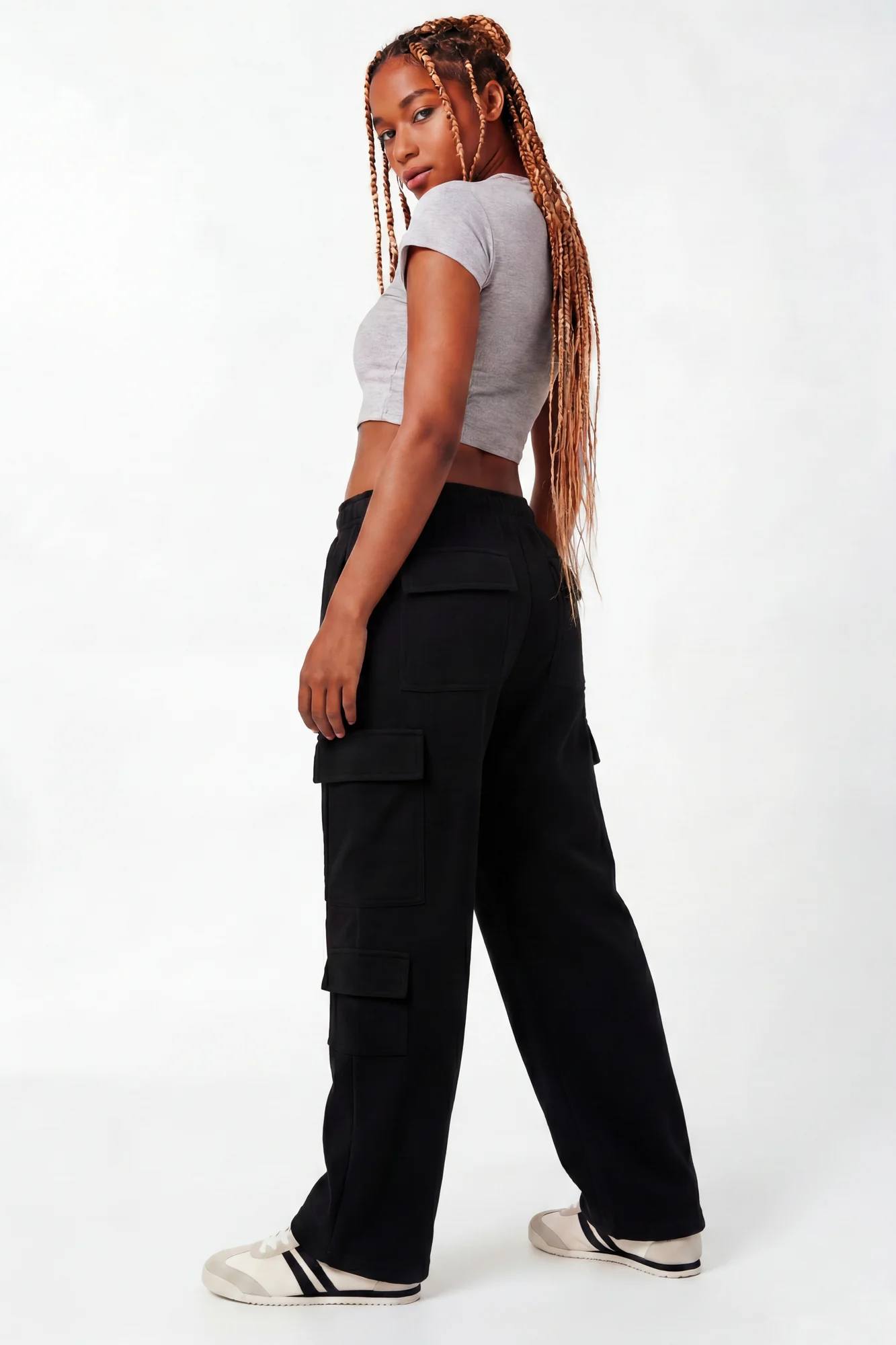 Fleece Low Rise Wide Leg Cargo Sweatpant - Image 8