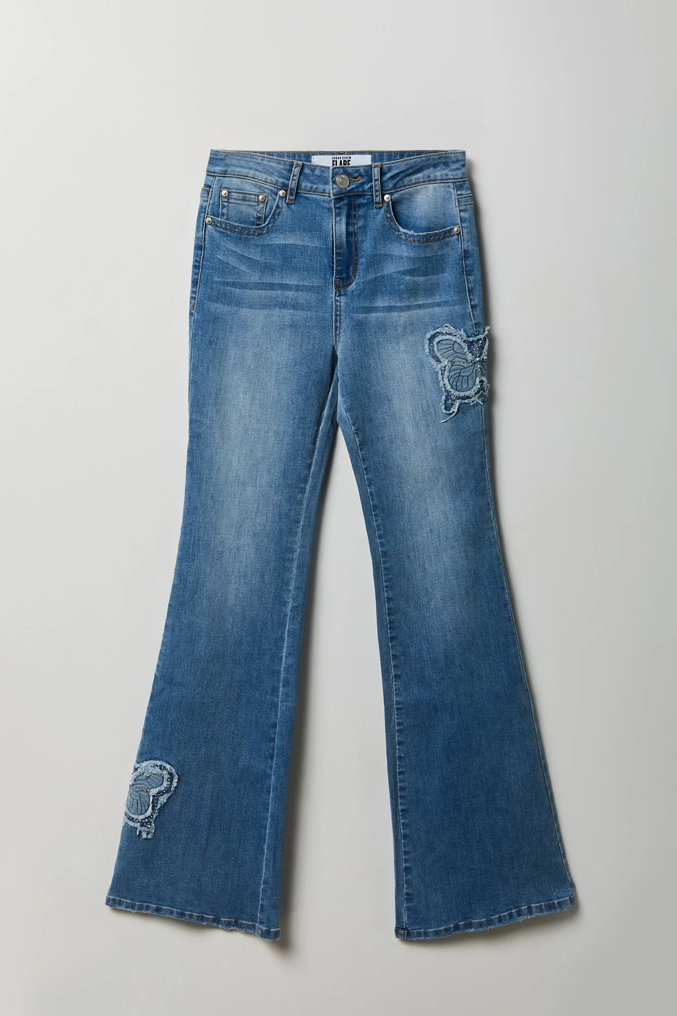 Stretch High Rise Butterfly Patch Flare Jean 22" - Image 4