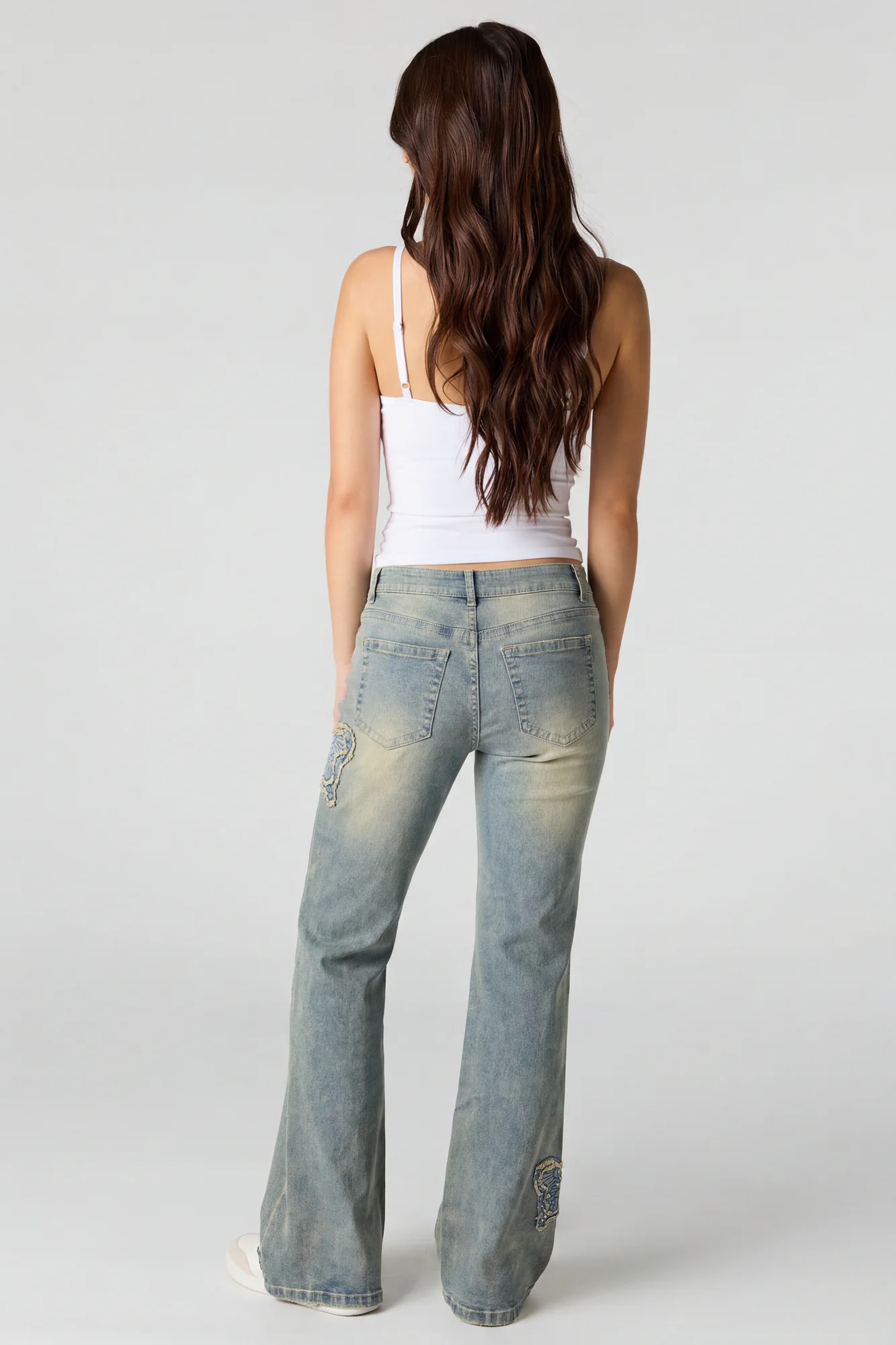 Stretch High Rise Butterfly Patch Flare Jean 22" - Image 7