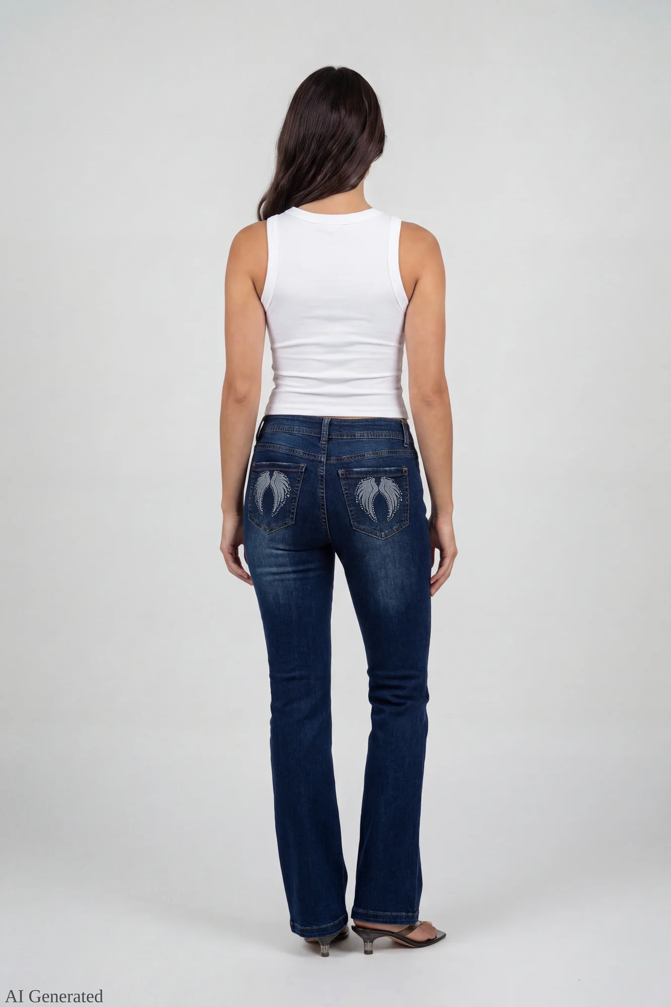 Stretch Low Rise Rhinestone Embroidered Flare Jean - Image 3