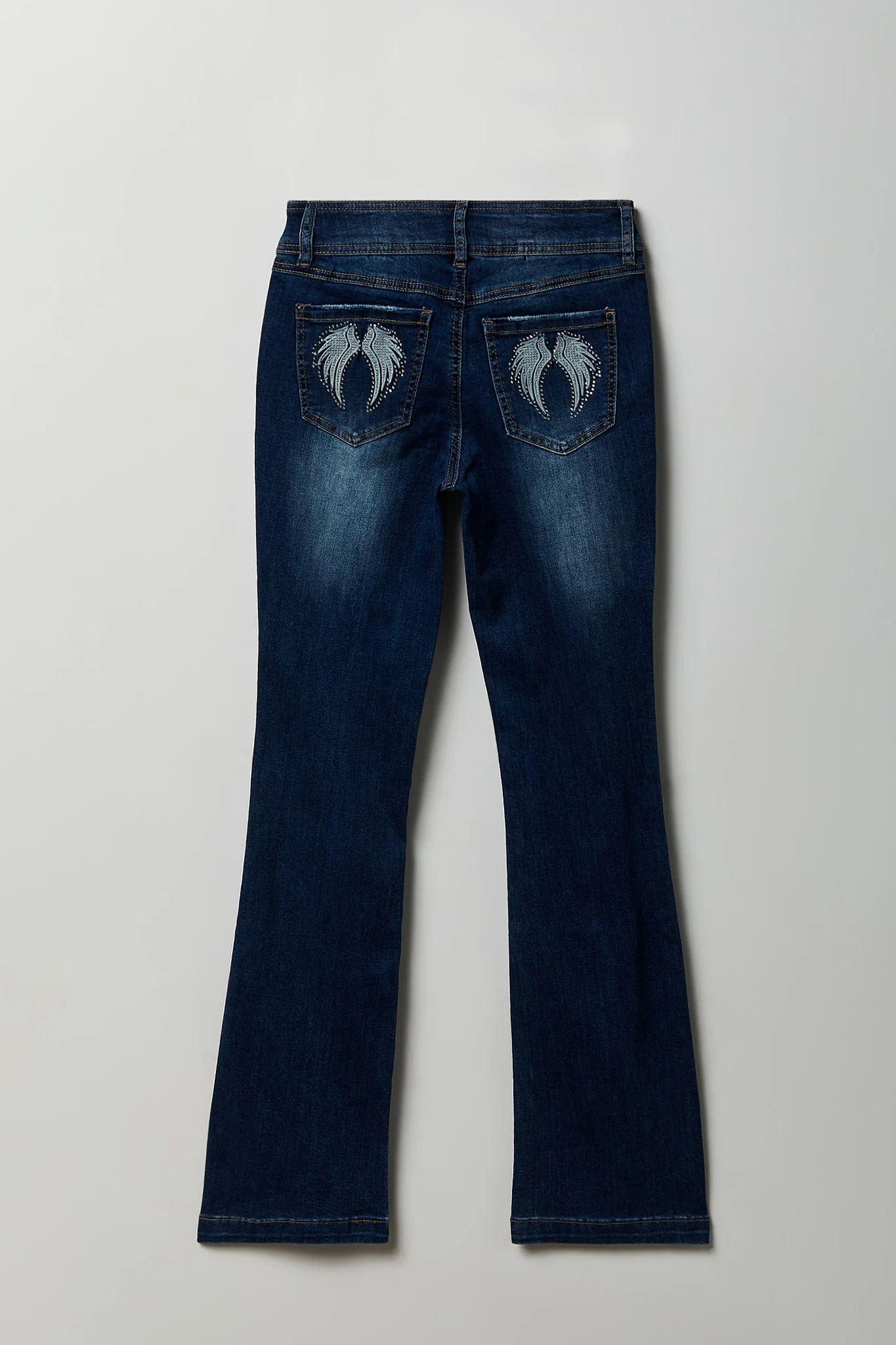 Stretch Low Rise Rhinestone Embroidered Flare Jean - Image 5