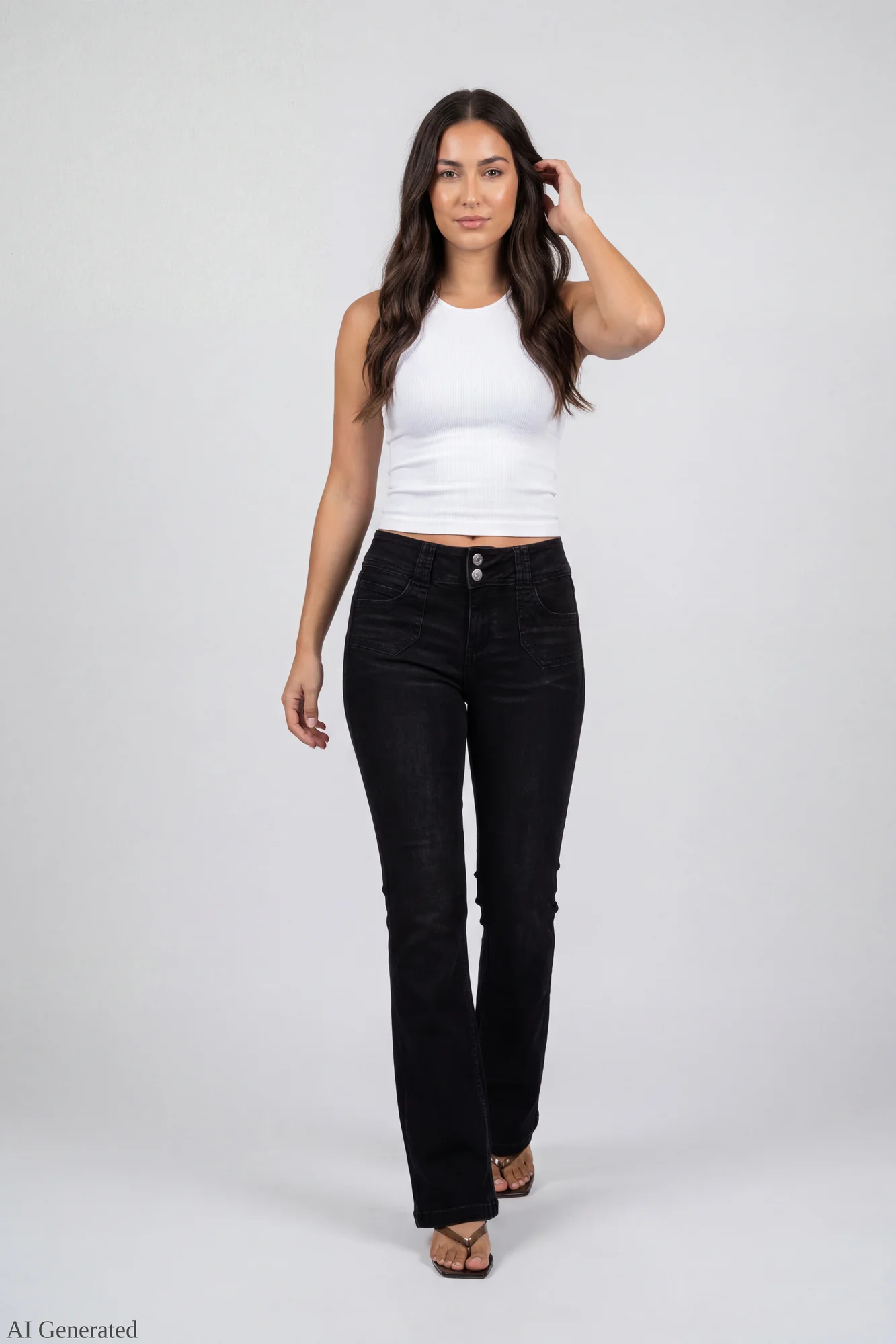 Stretch Low Rise Rhinestone Embroidered Flare Jean - Image 8
