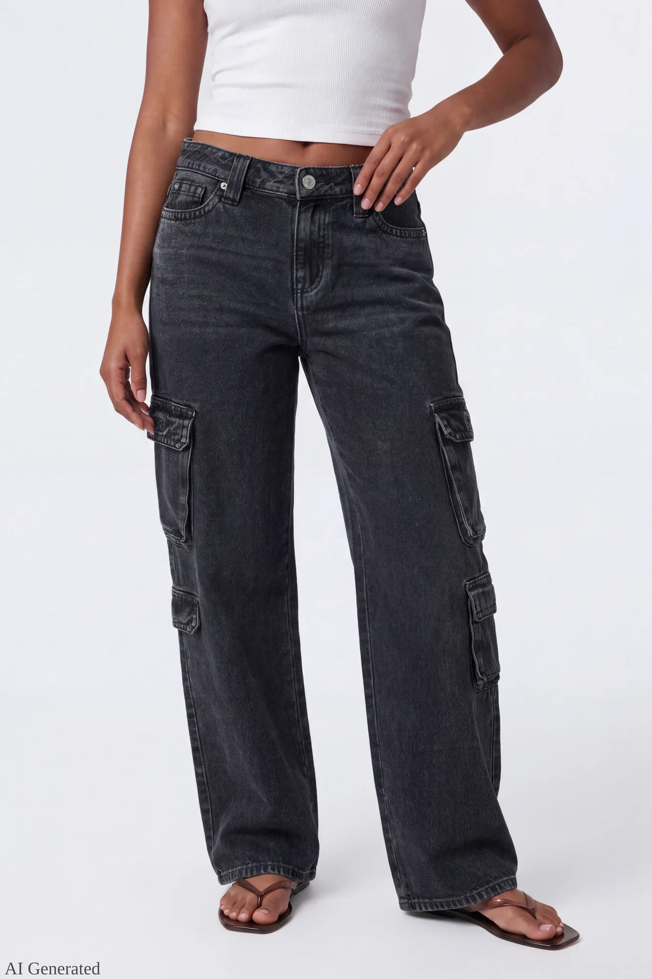 Ripped Low Rise Cargo Jean - Image 8