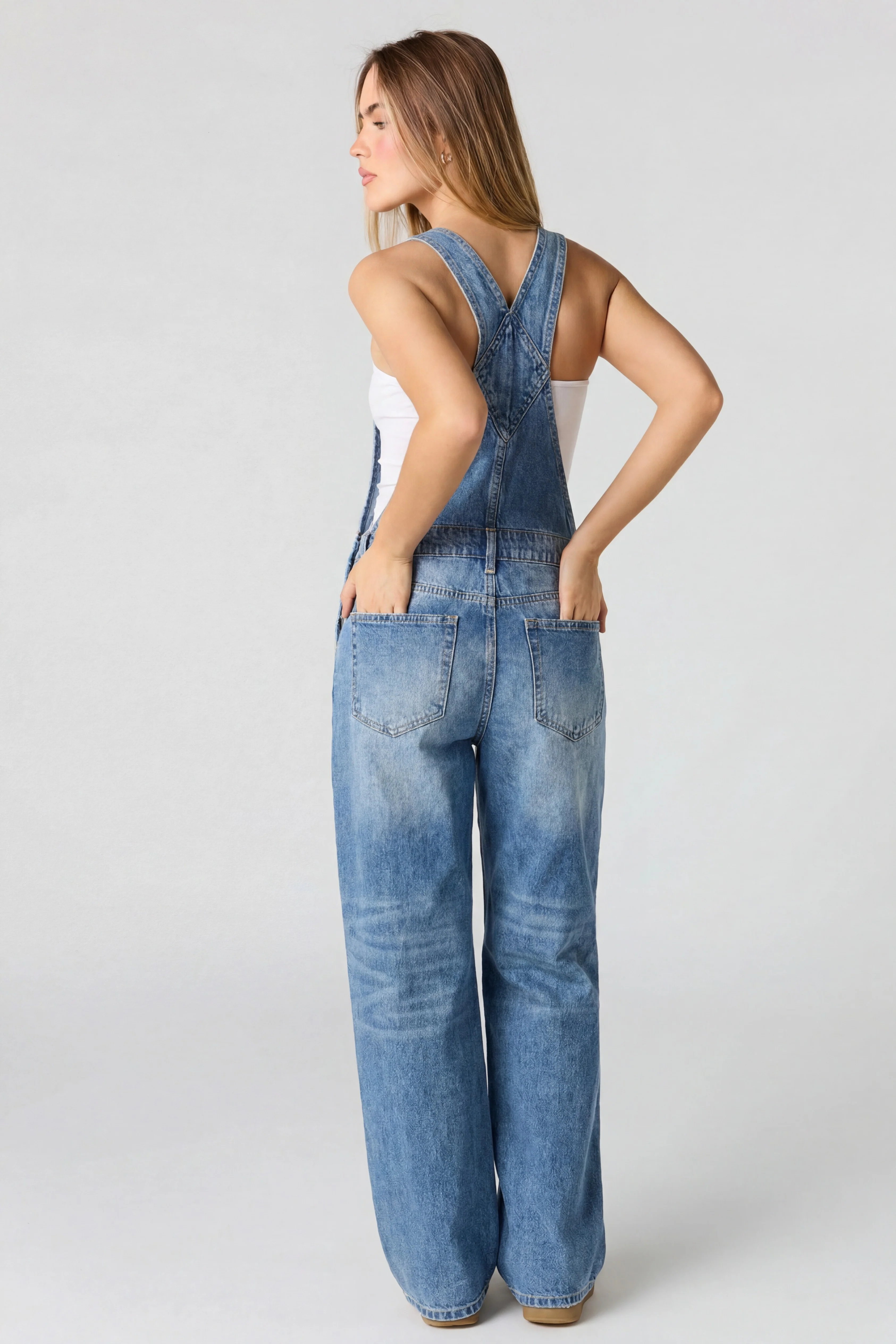 Straight Leg Denim Overalls - Image 6