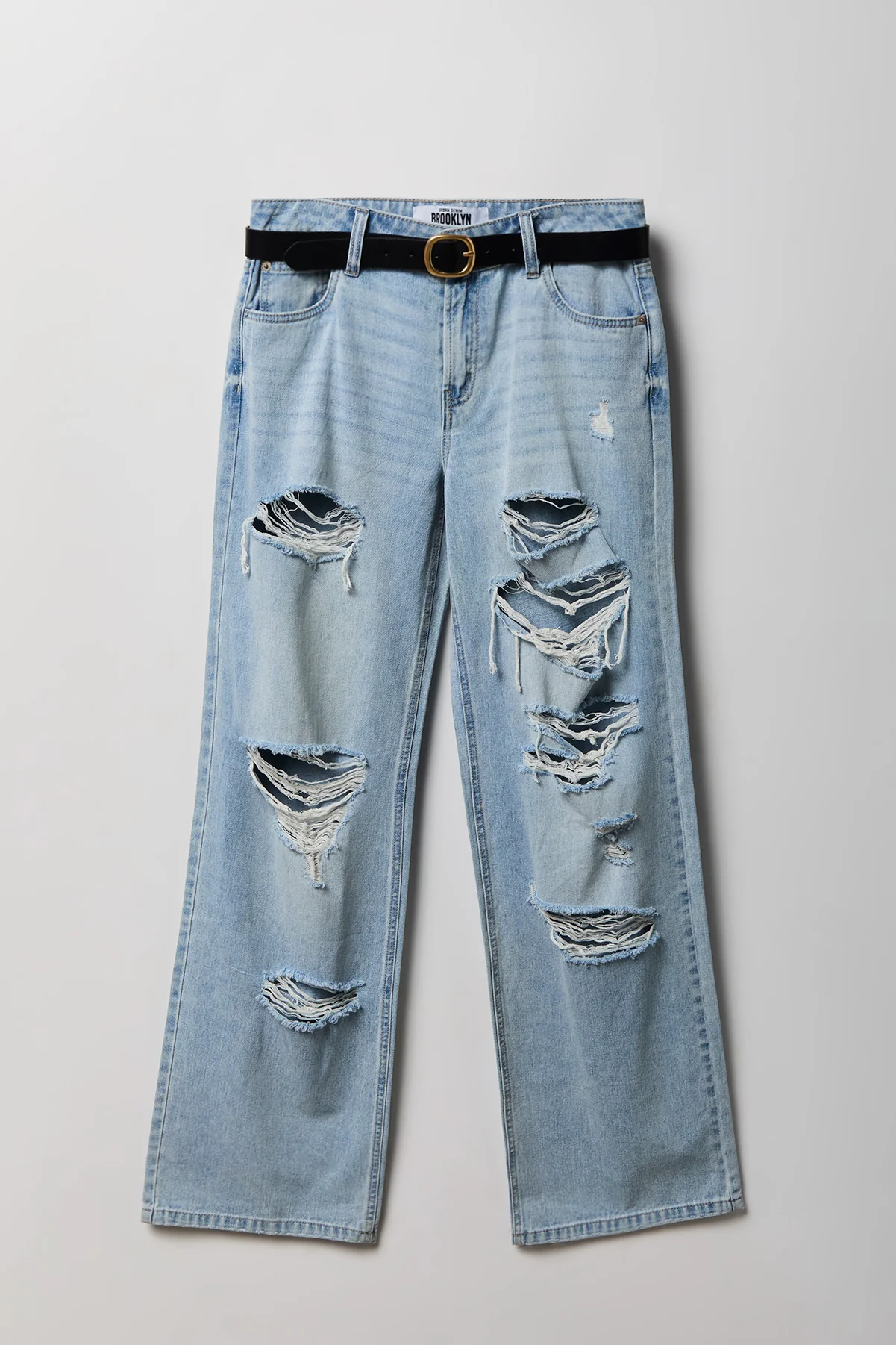 Brooklyn Ripped Low Rise Baggy Jean with Belt - Image 3