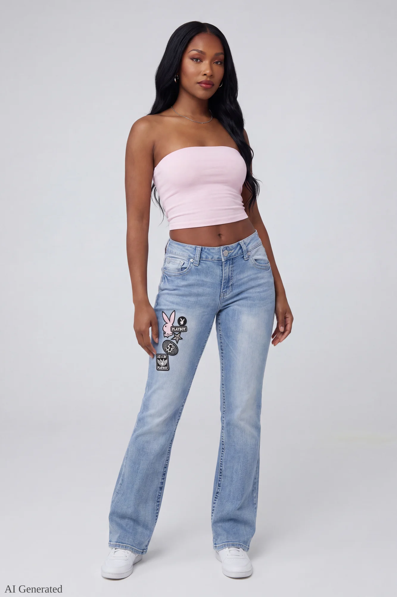 Playboy Patch Stretch Flare Jean - Image 5