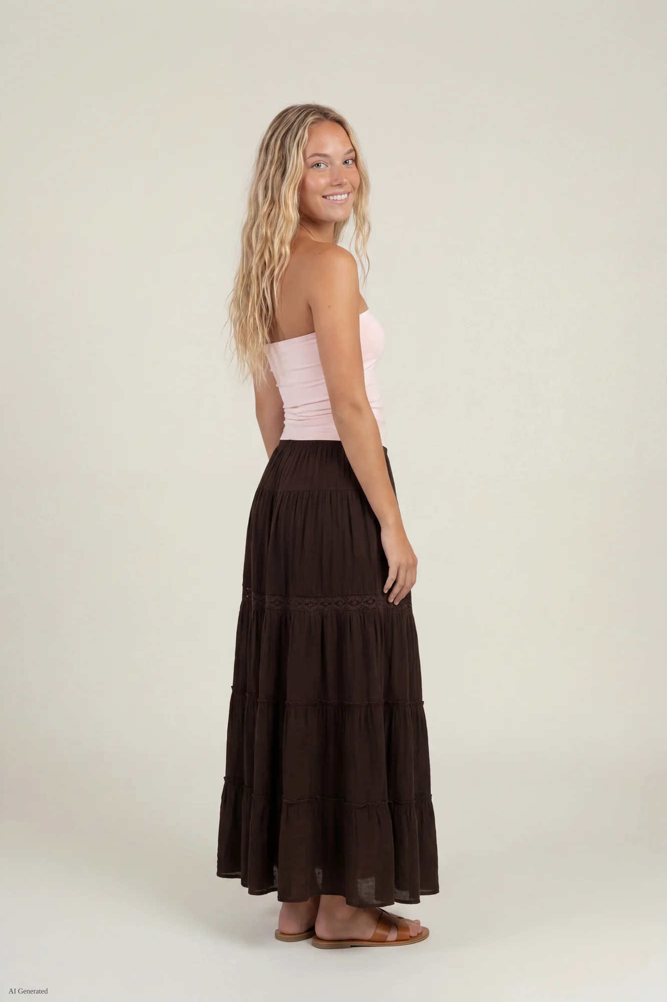 Crochet Trim Maxi Skirt - Image 3