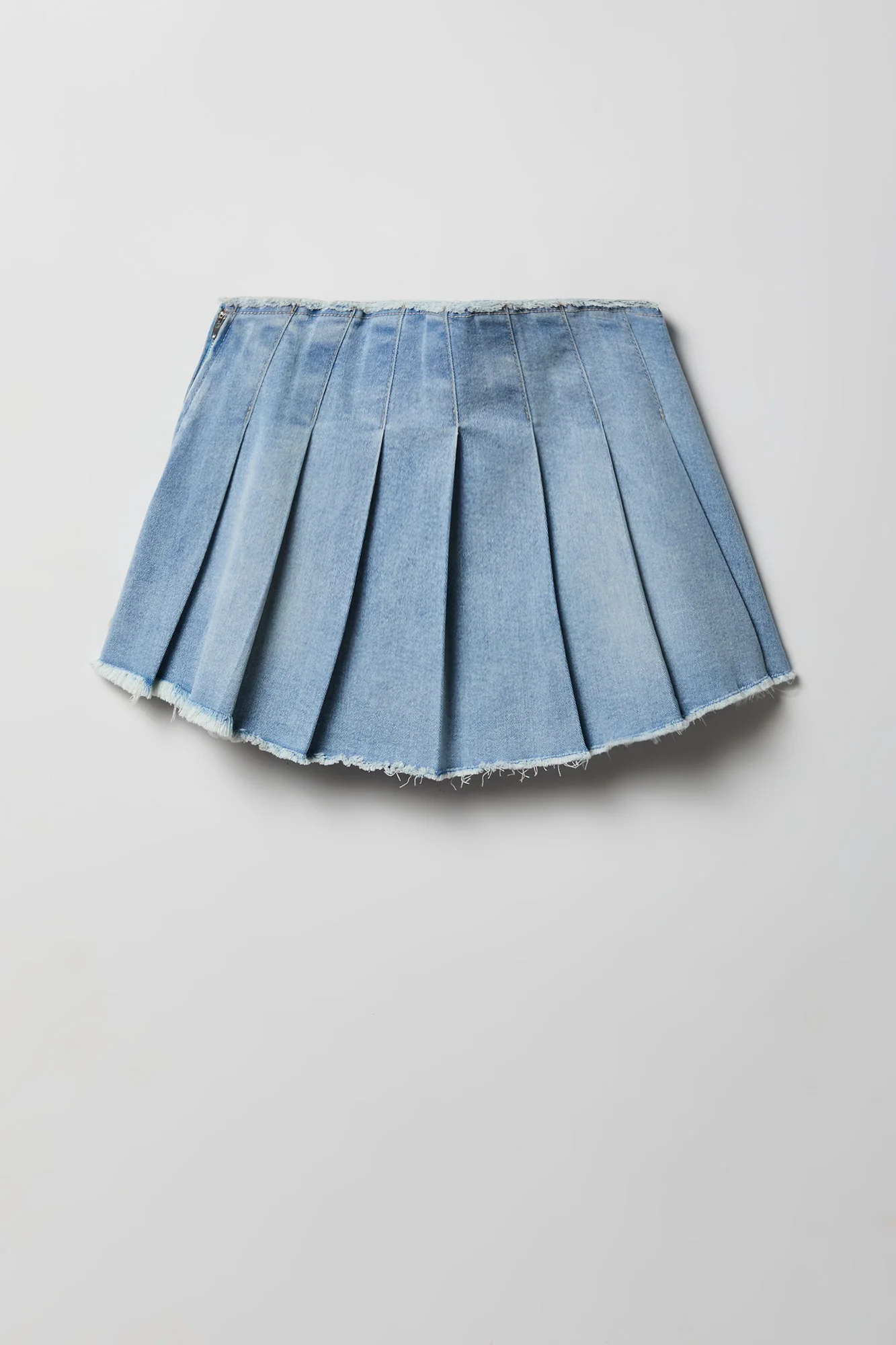 Stretch Denim Low Rise Pleated Mini Skort - Image 4