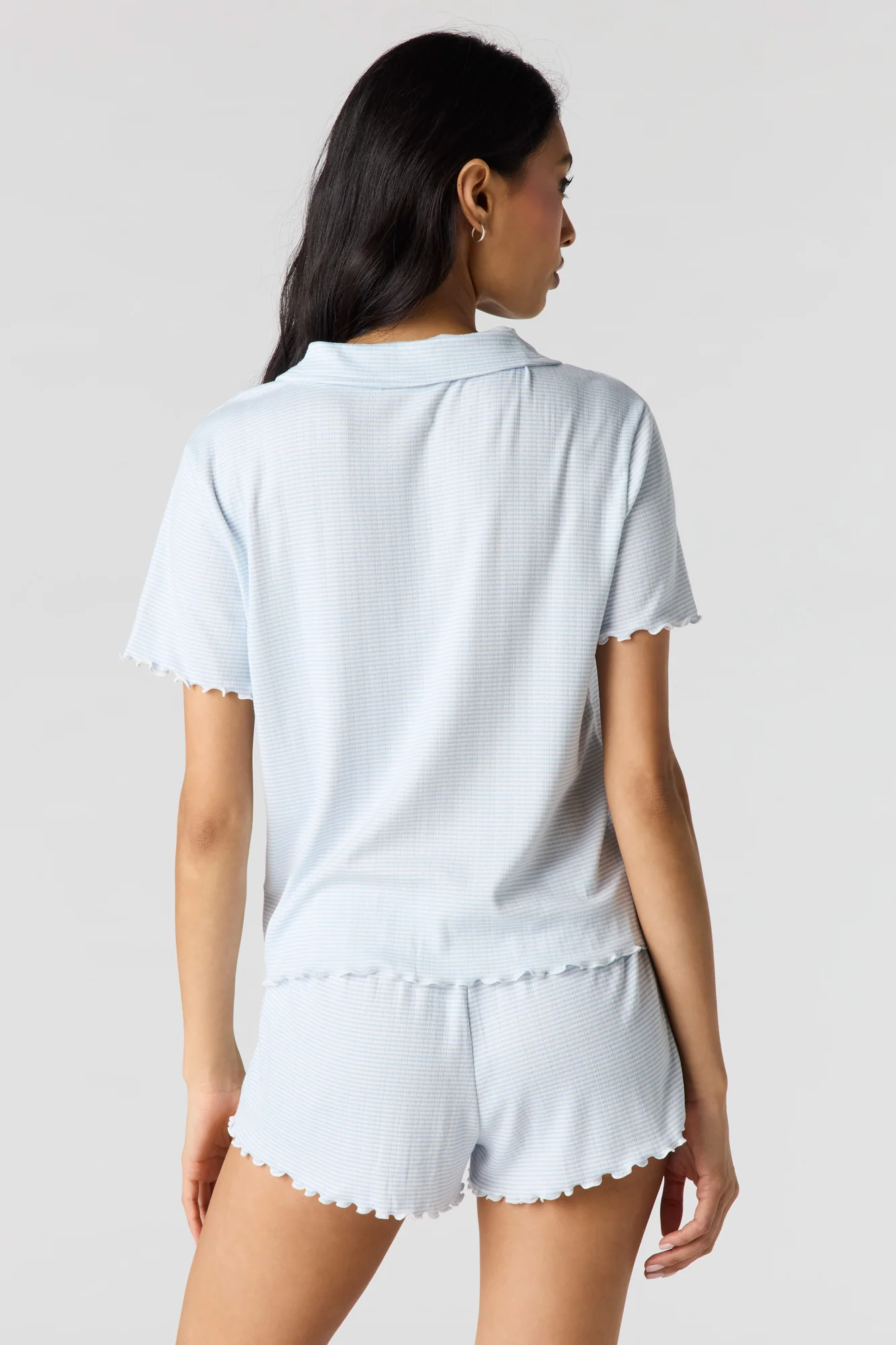 Pointelle Button-Up Top & Short Pajama Set - Image 20