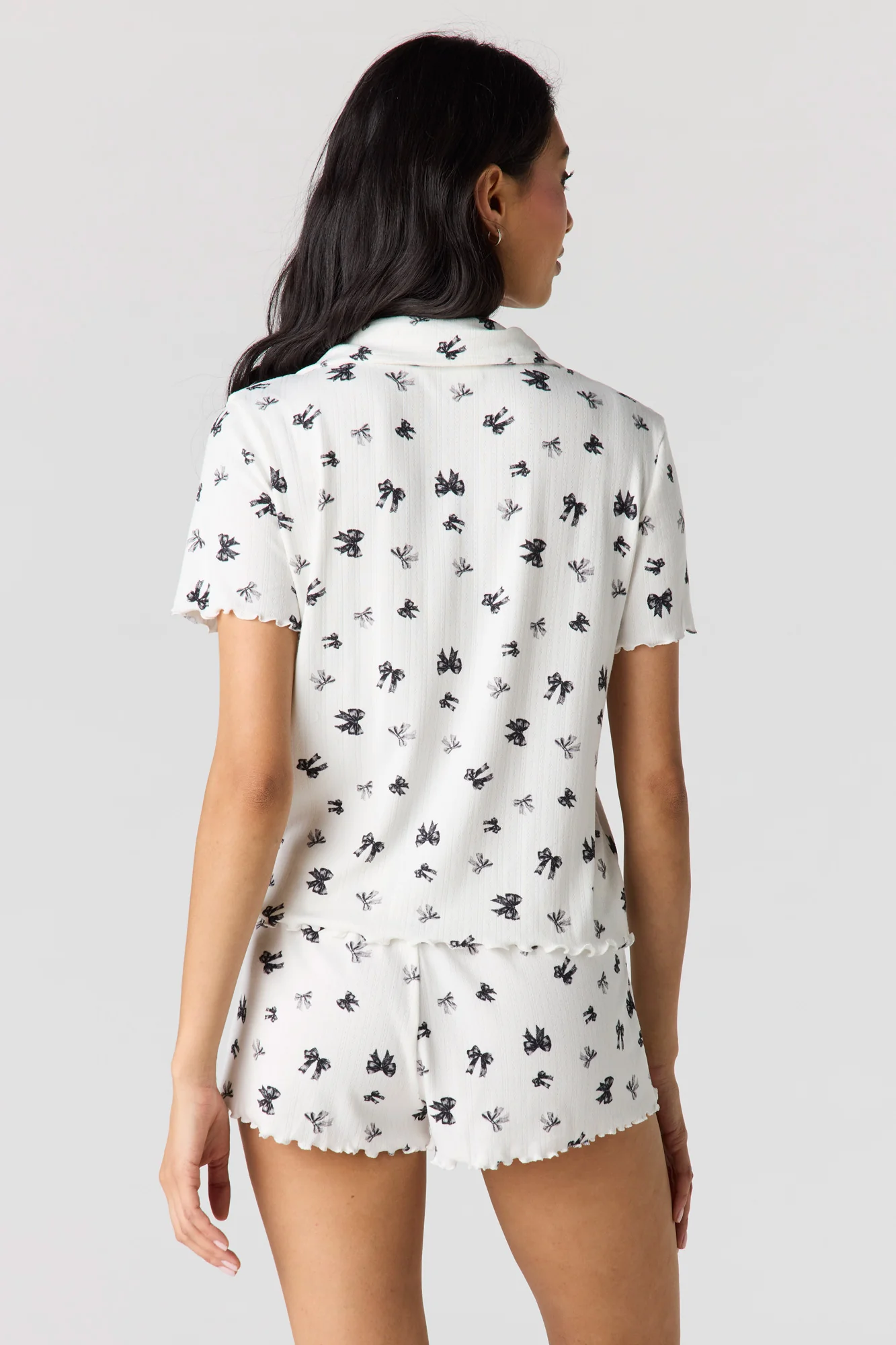 Pointelle Button-Up Top & Short Pajama Set - Image 47