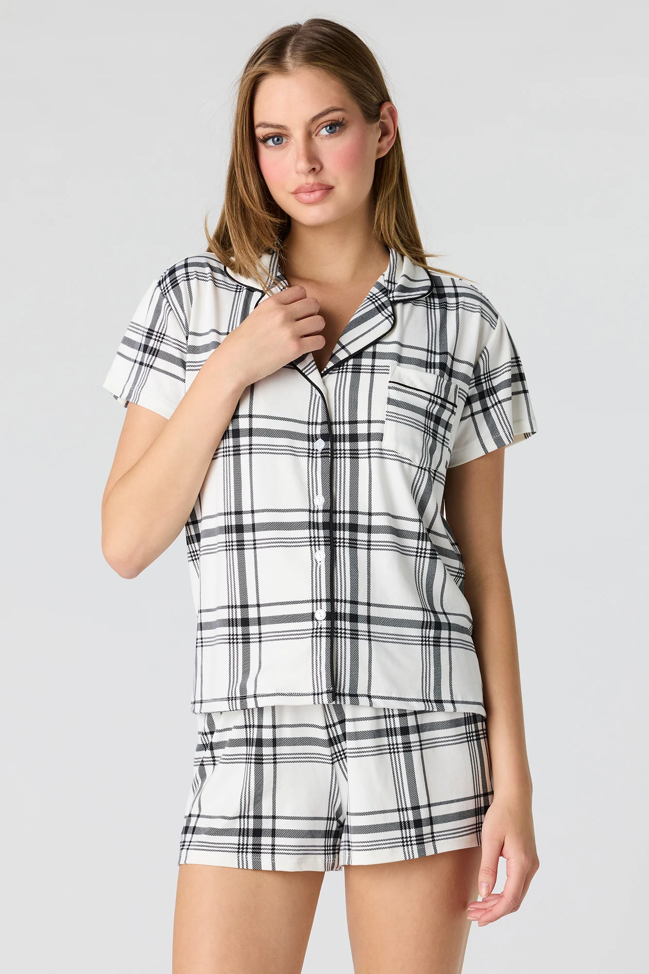 Button-Up Top & Short Pajama Set - Image 9