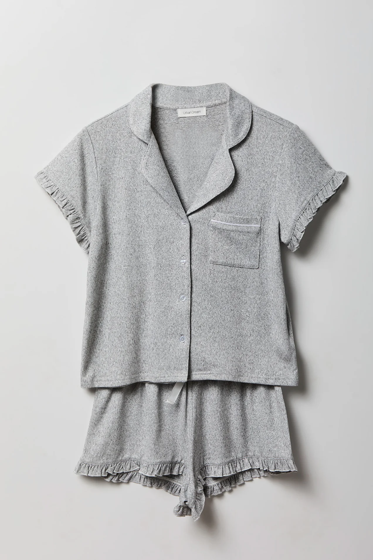 Ruffle Button-Up Top & Short Pajama Set - Image 12