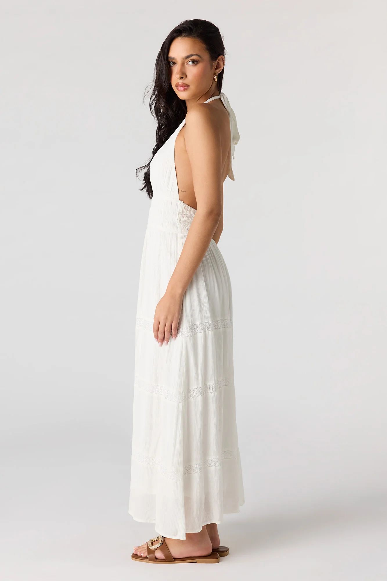 Lace Trim Halter Maxi Dress - Image 5