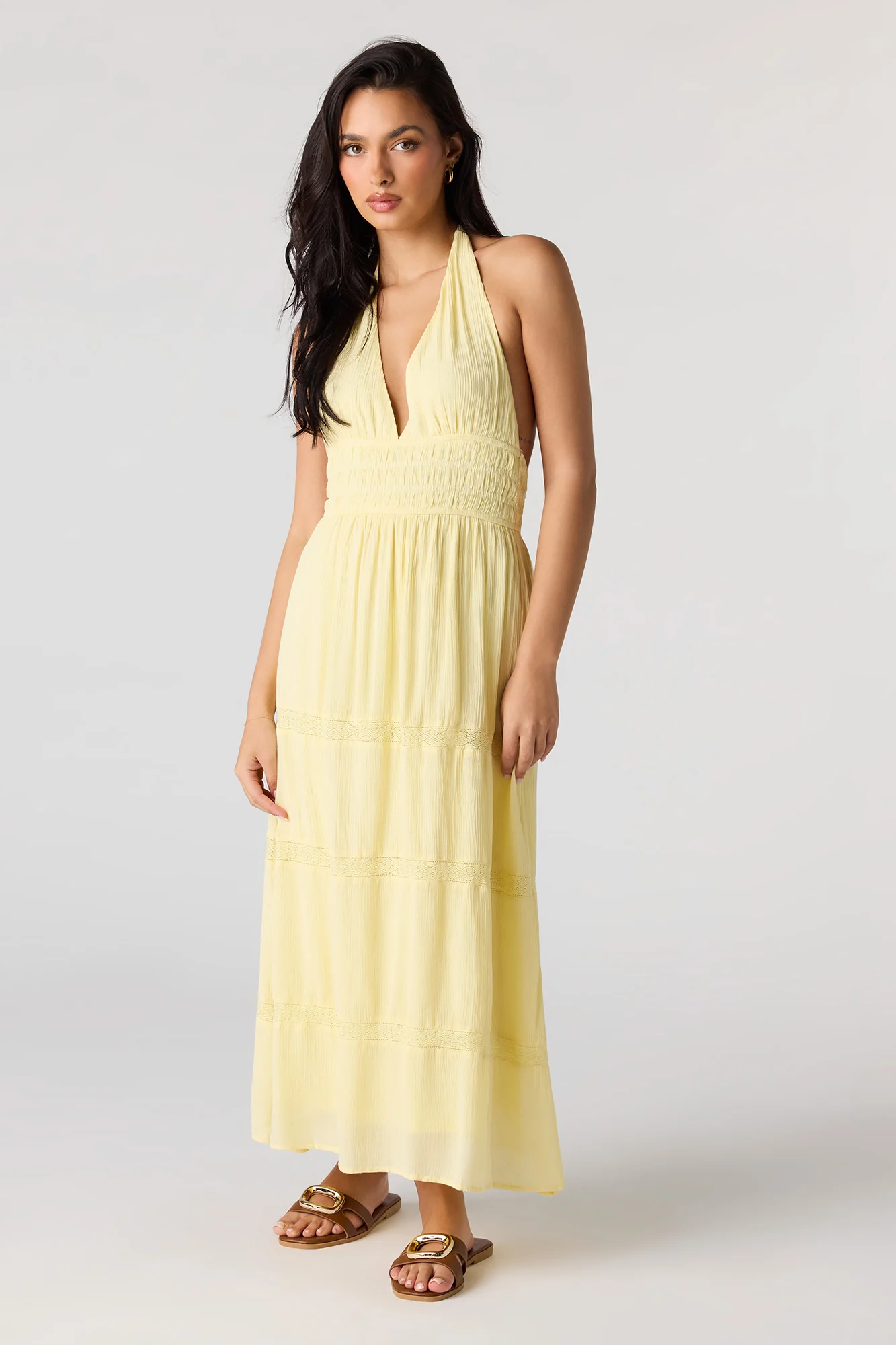 Lace Trim Halter Maxi Dress - Image 7