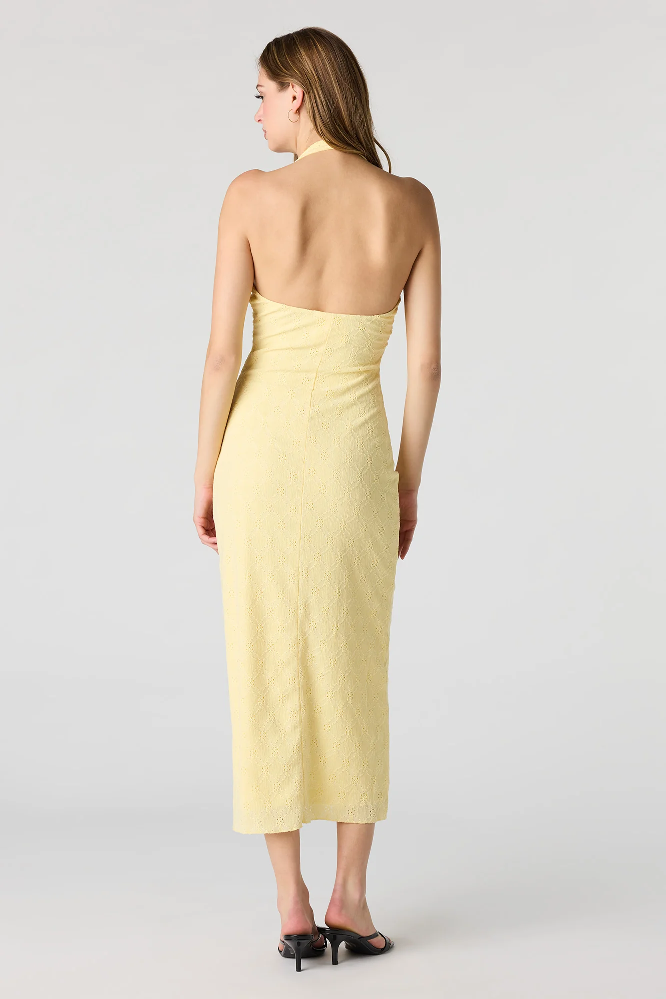 Braless Textured Halter Midi Dress - Image 3