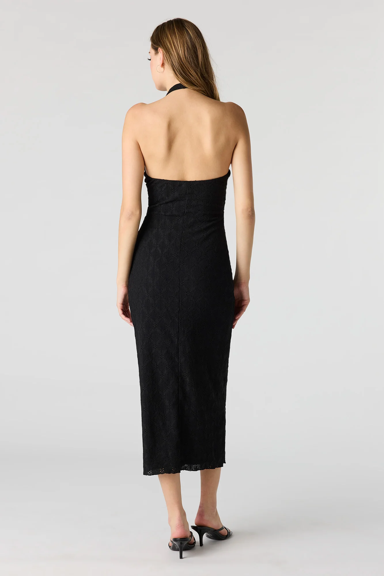 Braless Textured Halter Midi Dress - Image 7
