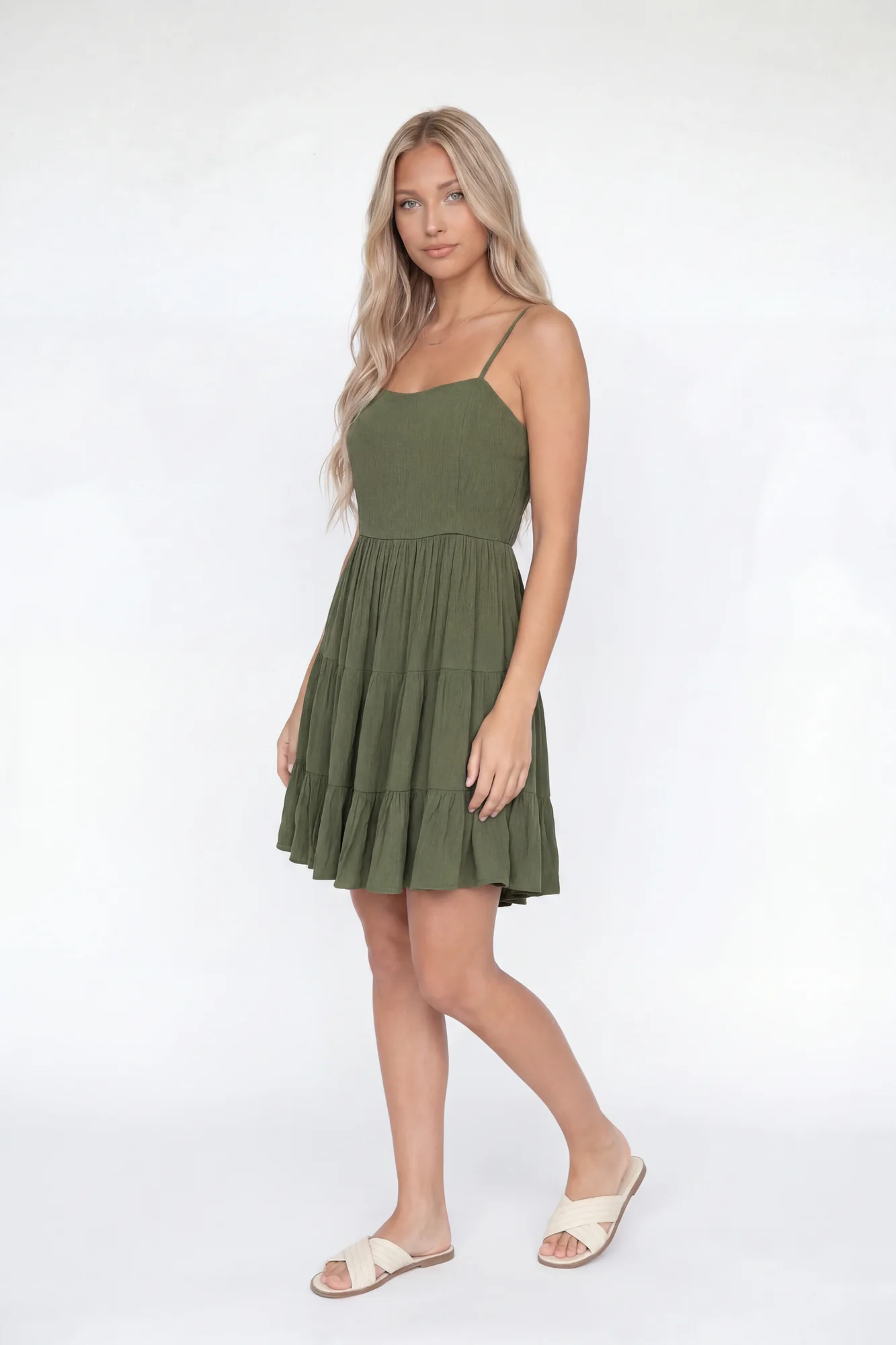 Braless Tie Back Tiered Mini Dress - Image 12