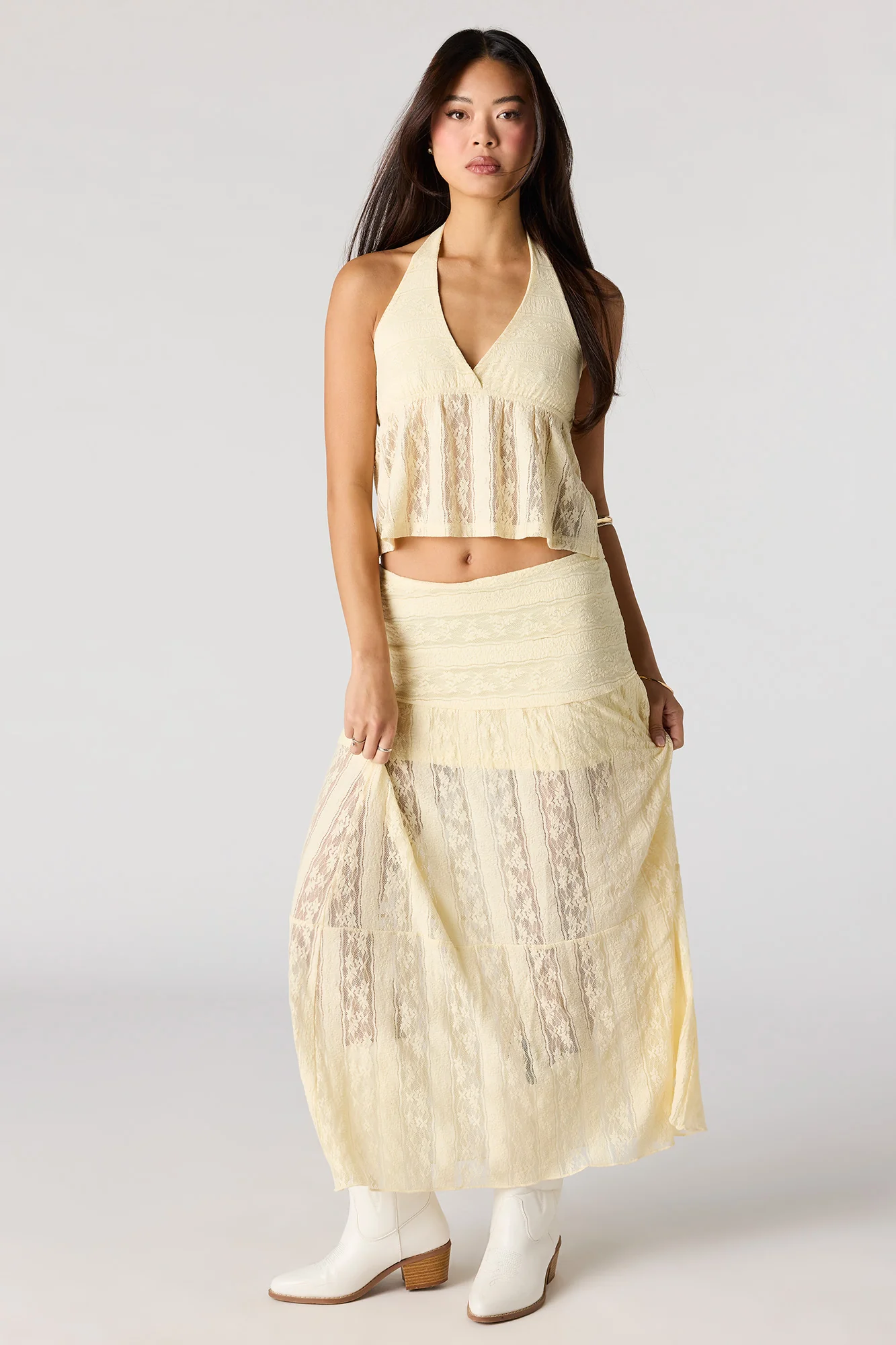 Floral Lace Babydoll Halter Top - Image 3