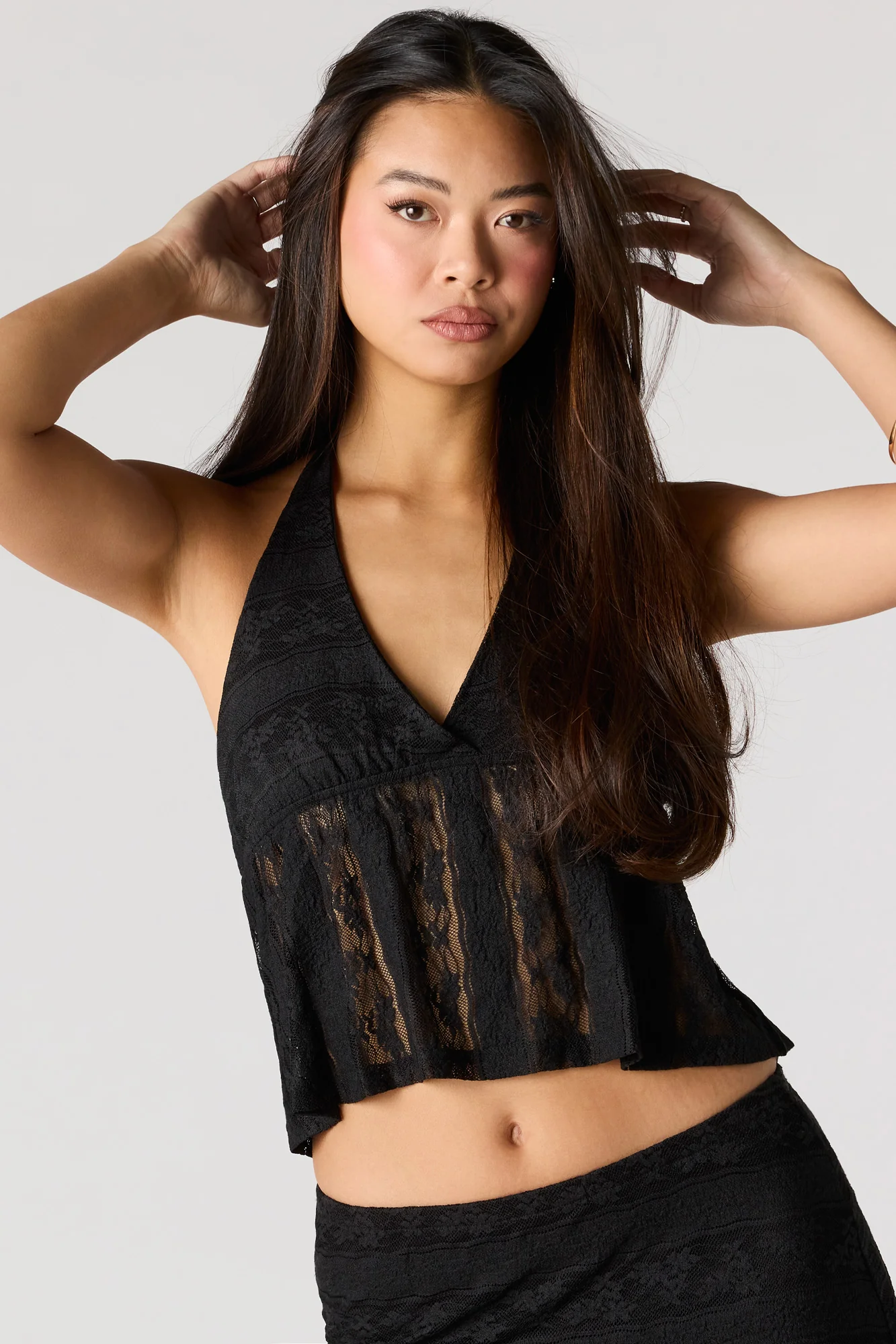 Floral Lace Babydoll Halter Top - Image 4