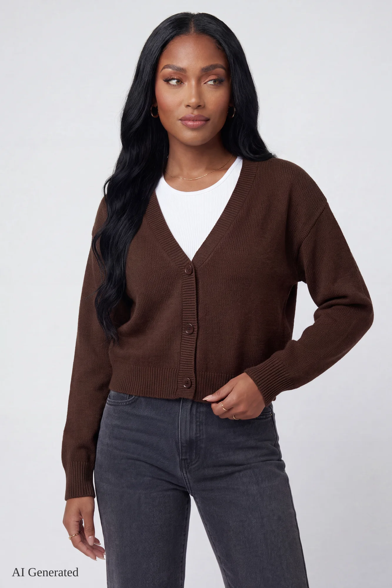 V-Neck Button-Up Cardigan - Image 16