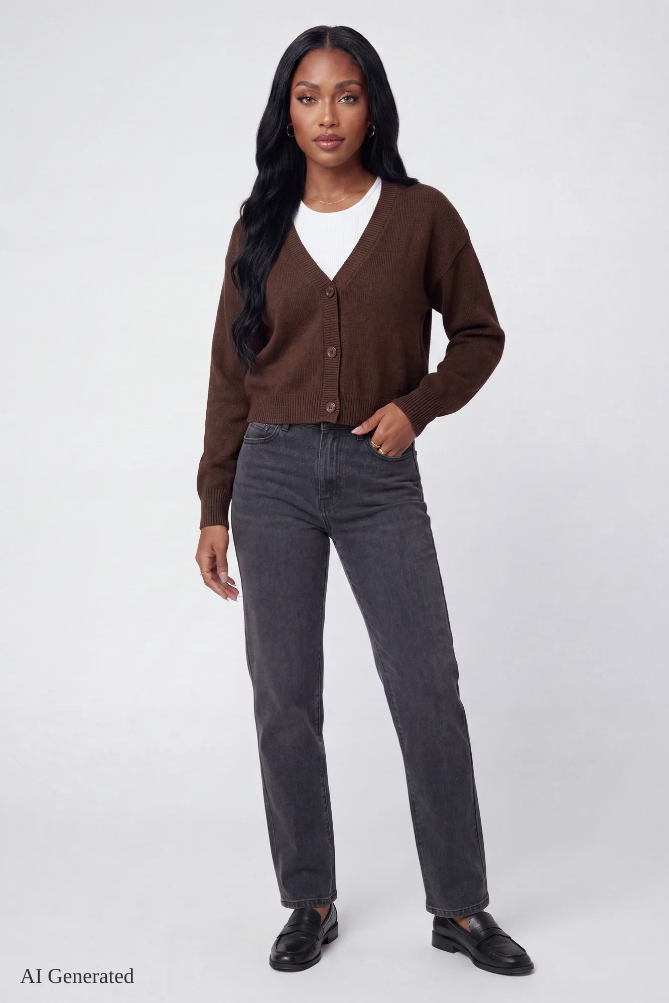 V-Neck Button-Up Cardigan - Image 17
