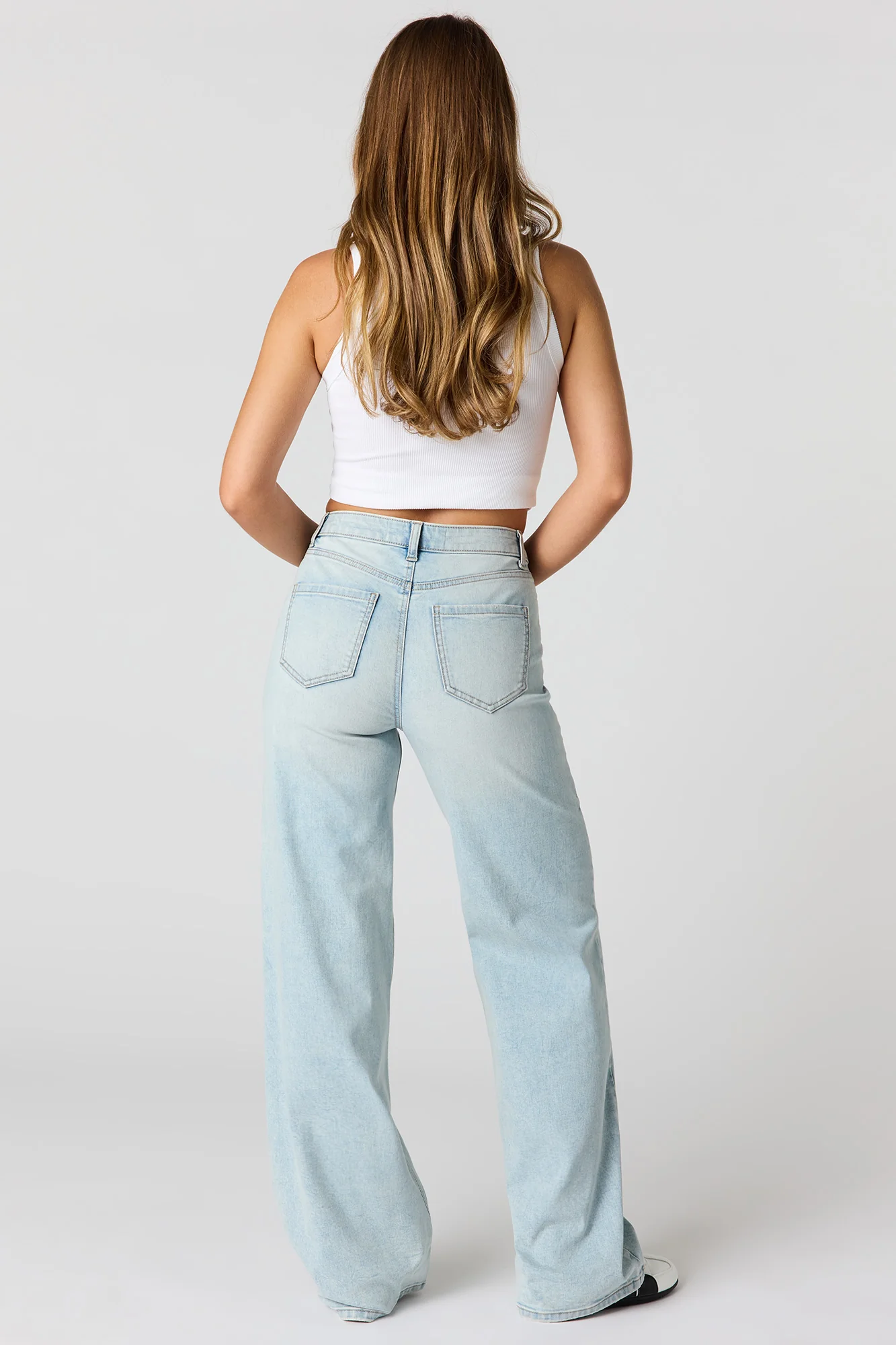Paris Stretch High Rise Wide Leg Light Jean - Image 3