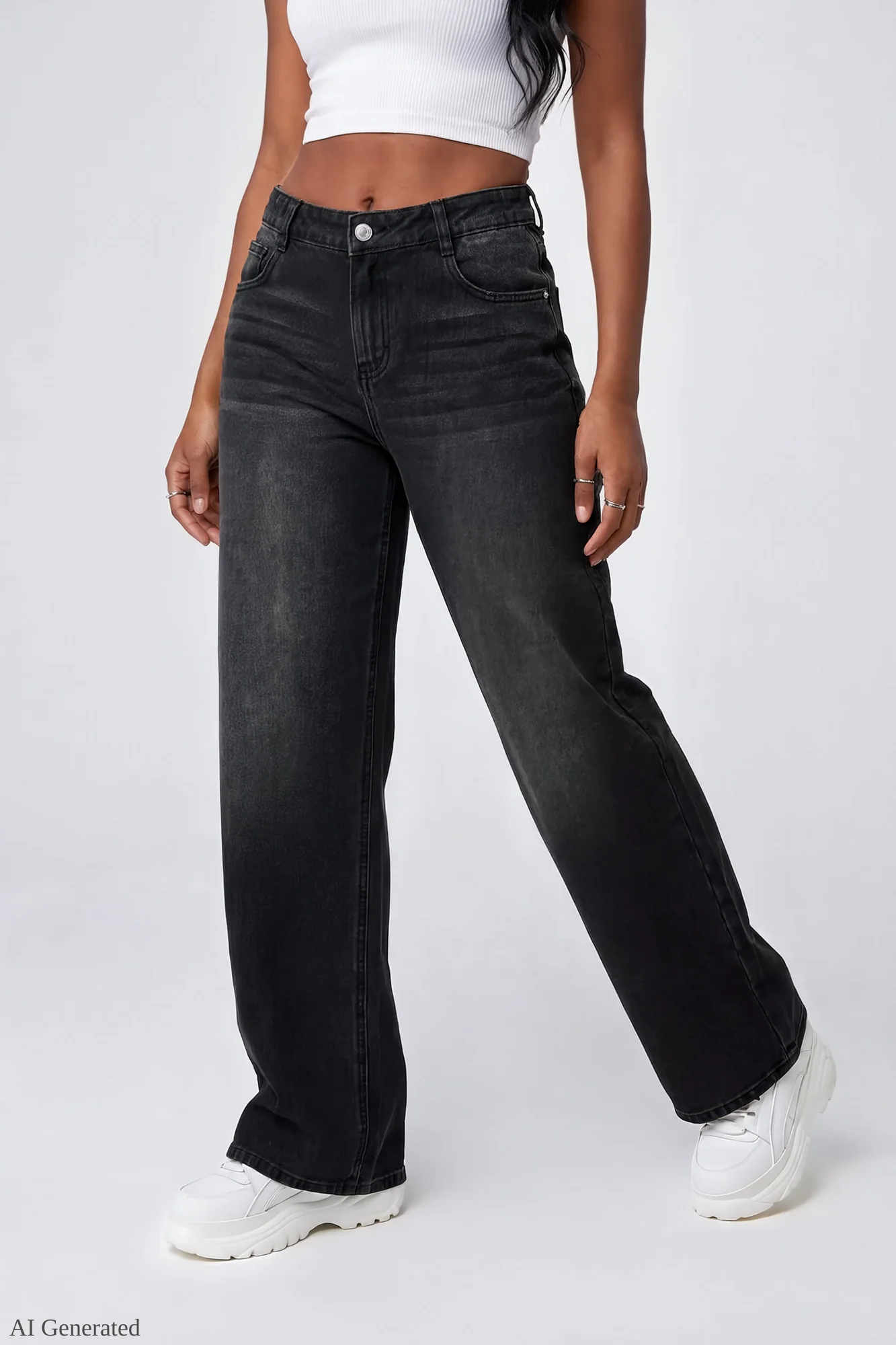 London Low Rise Super Baggy Black Jean - Image 3