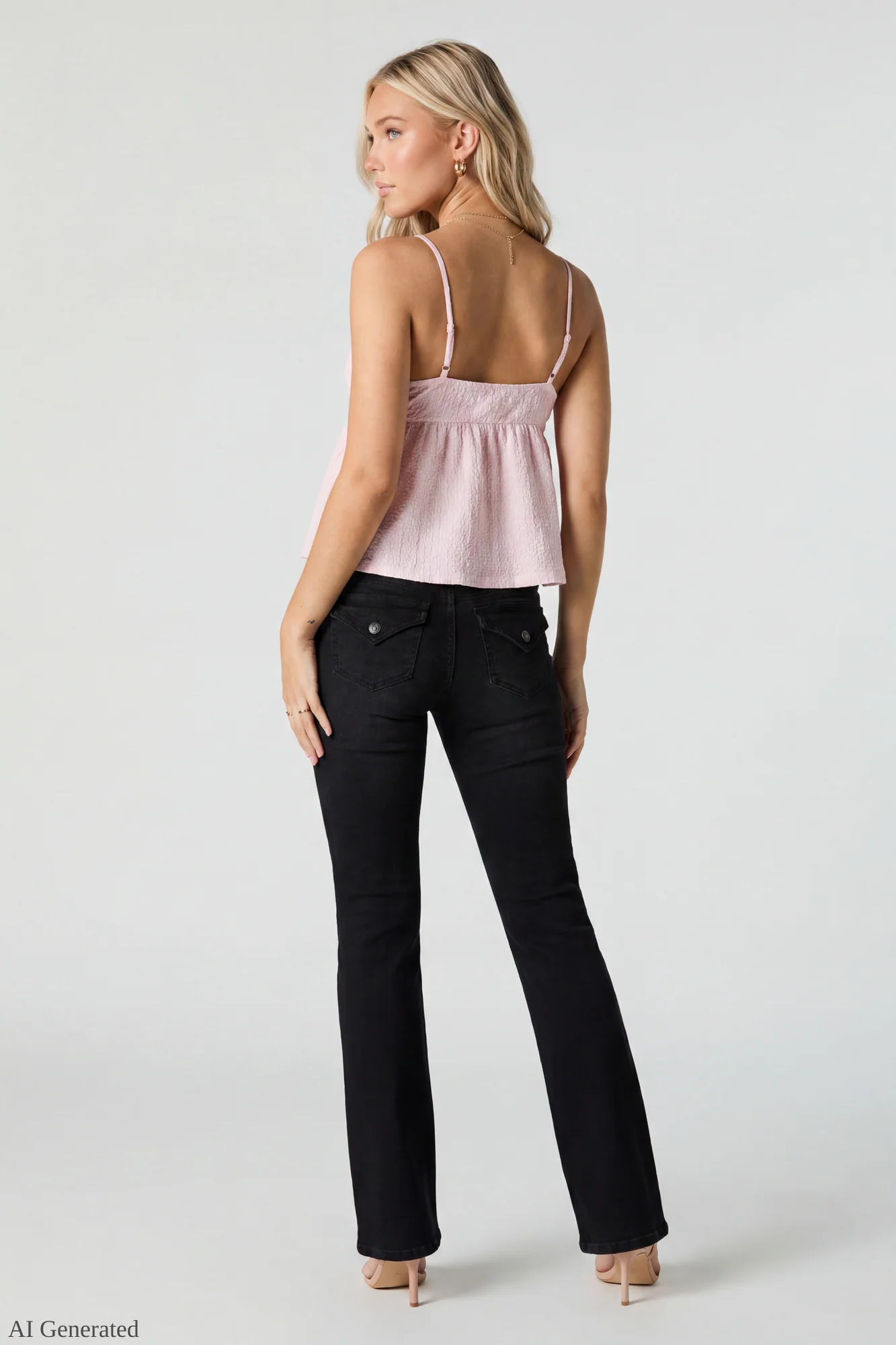 Stretch Low Rise Bootcut Black Jean - Image 2