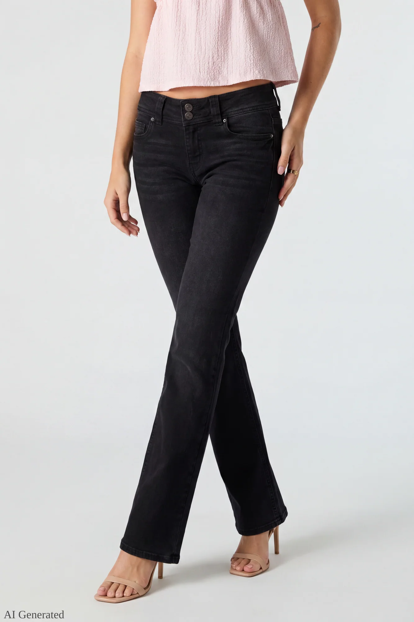 Stretch Low Rise Bootcut Black Jean - Image 3