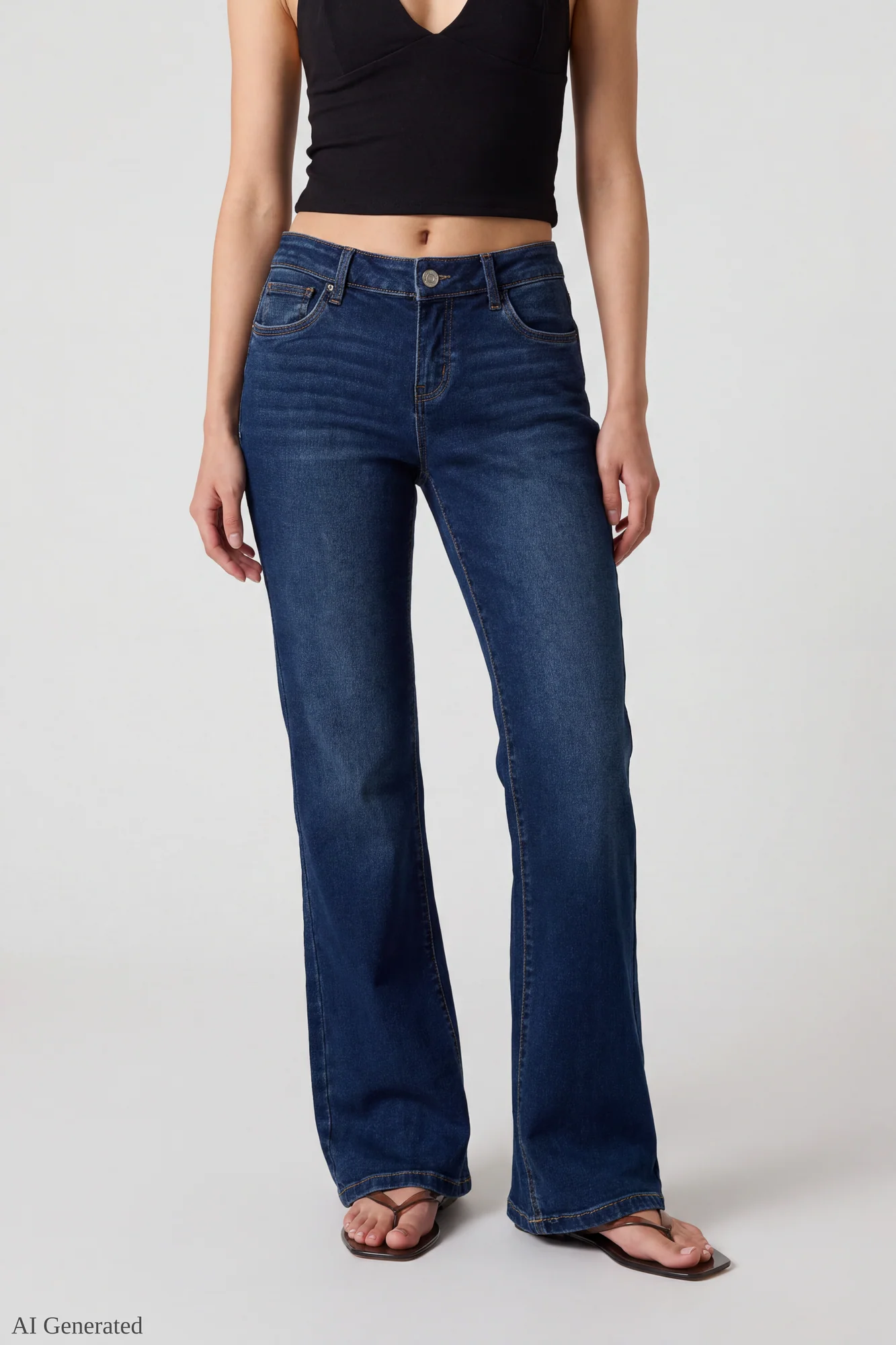Stretch Relaxed Flare Dark Jean - Image 3
