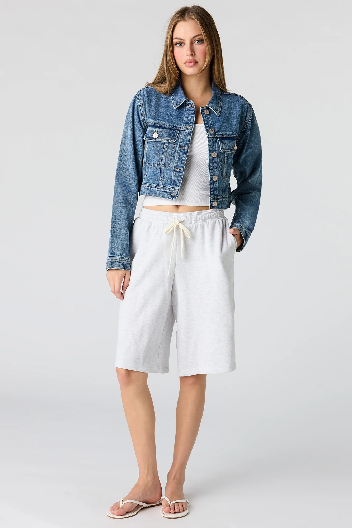 Cropped Denim Jacket - Image 10