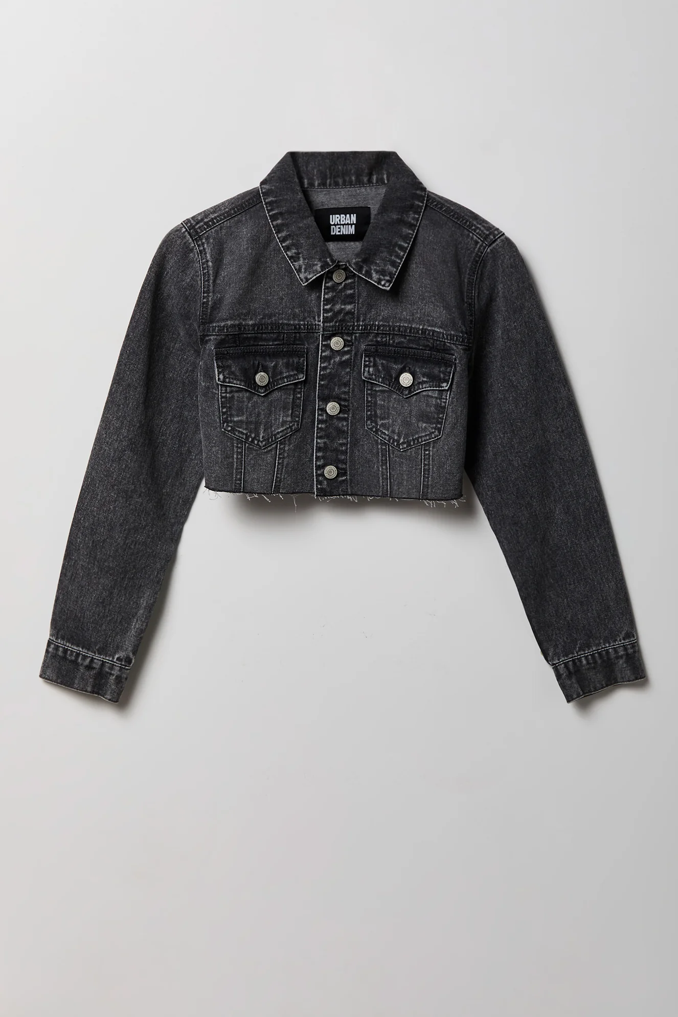 Cropped Ripped Denim Jacket - Image 3
