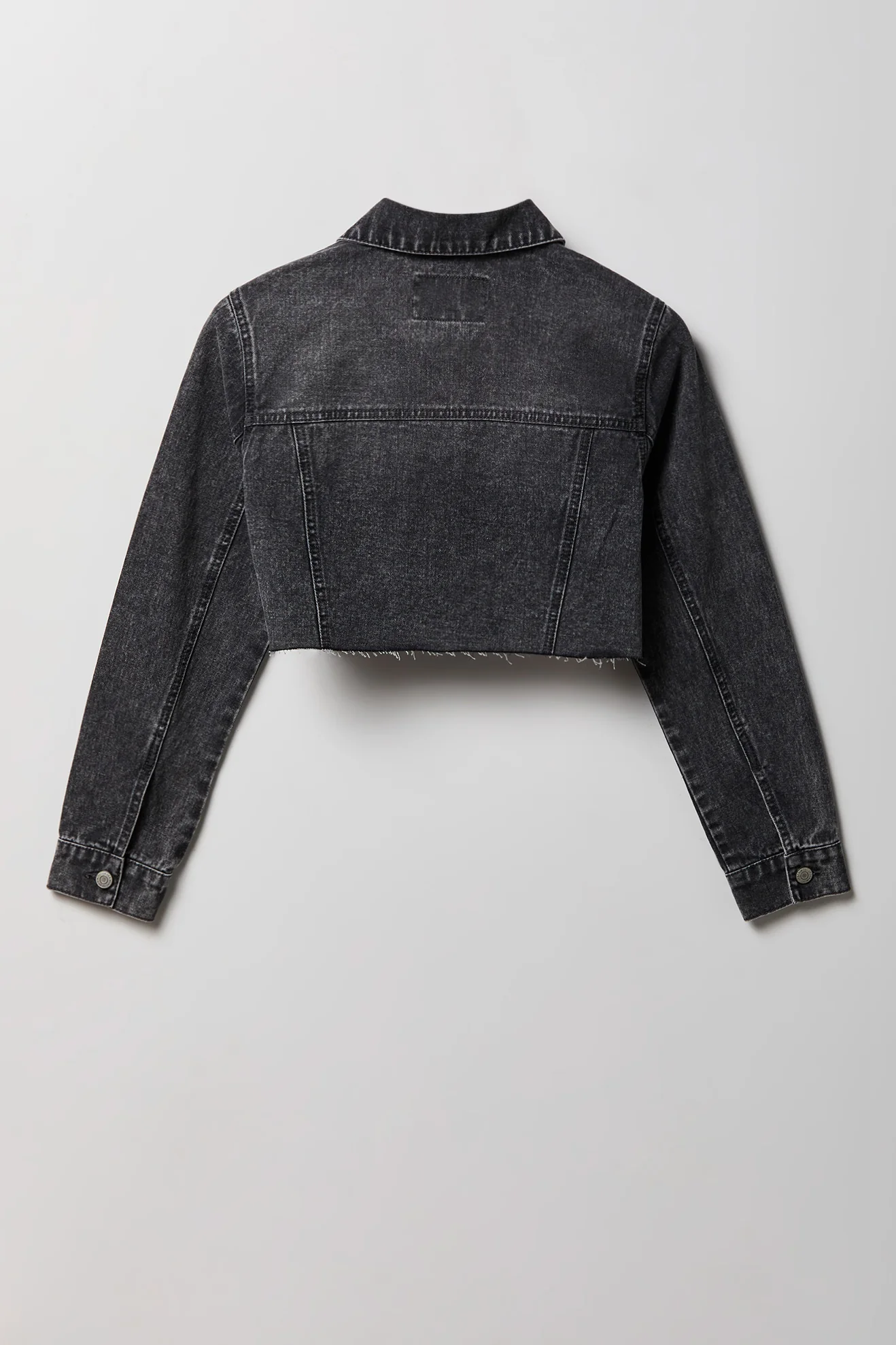 Cropped Ripped Denim Jacket - Image 4