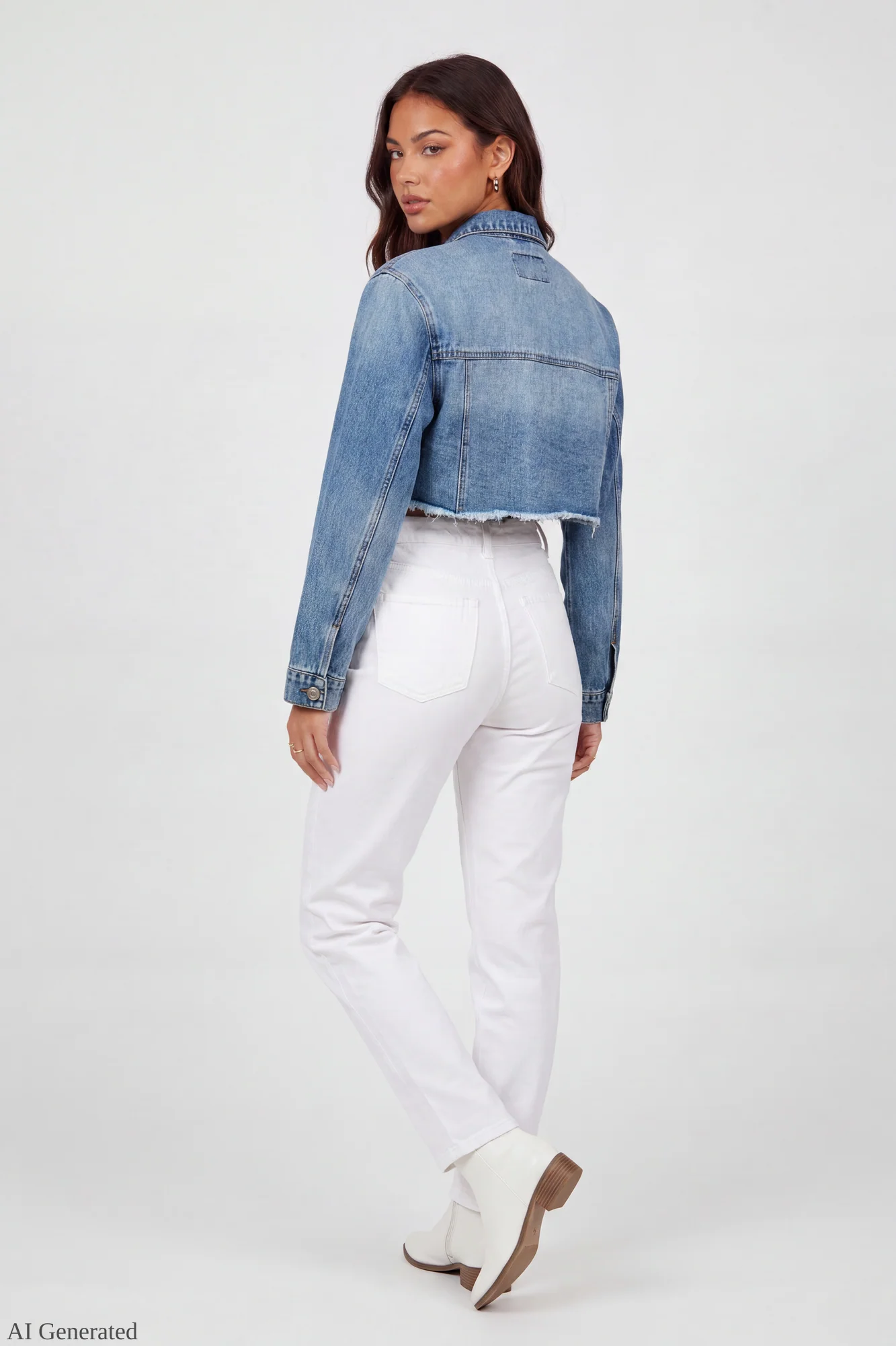 Cropped Denim Jacket - Image 13