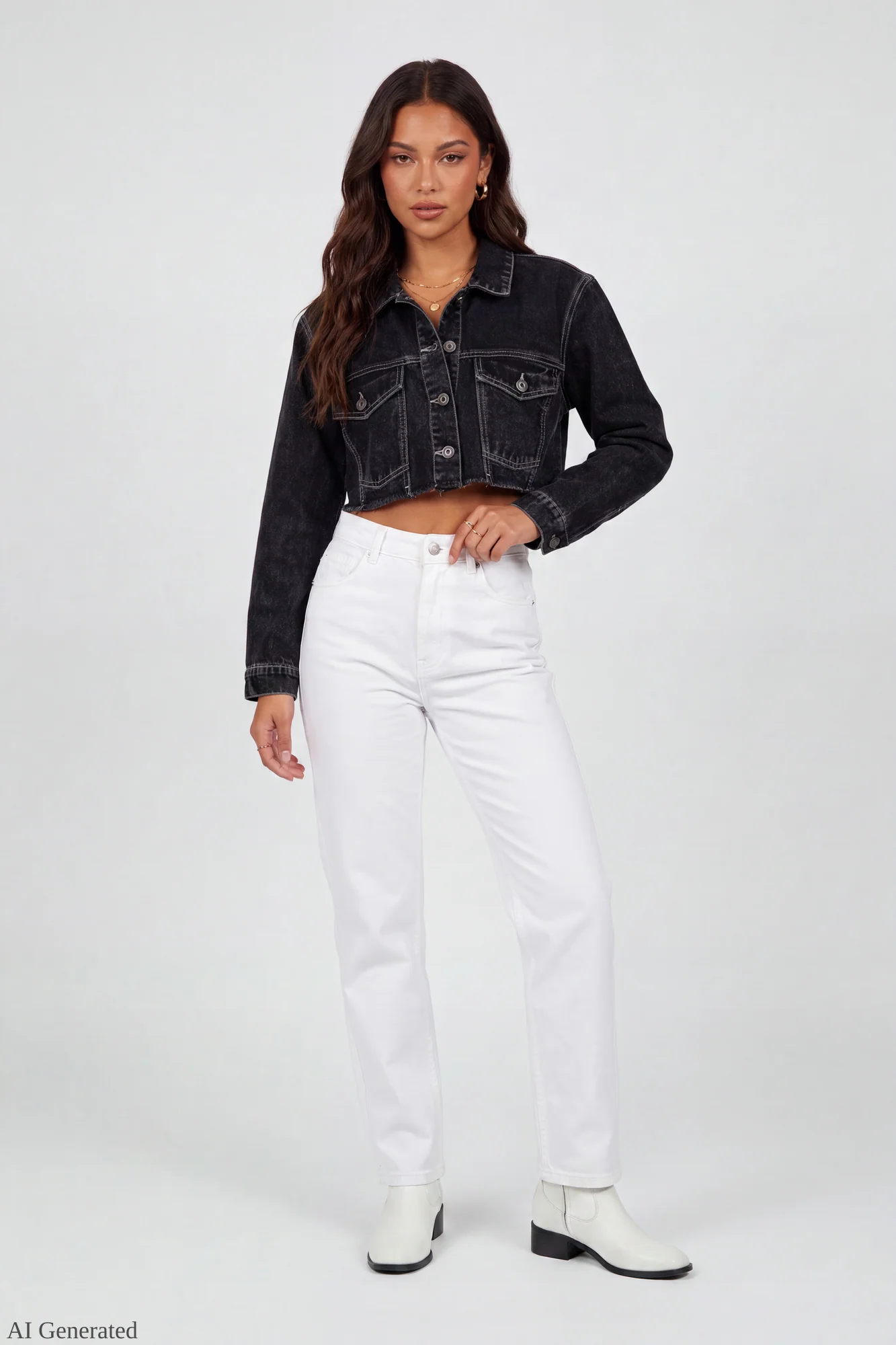 Cropped Denim Jacket - Image 2