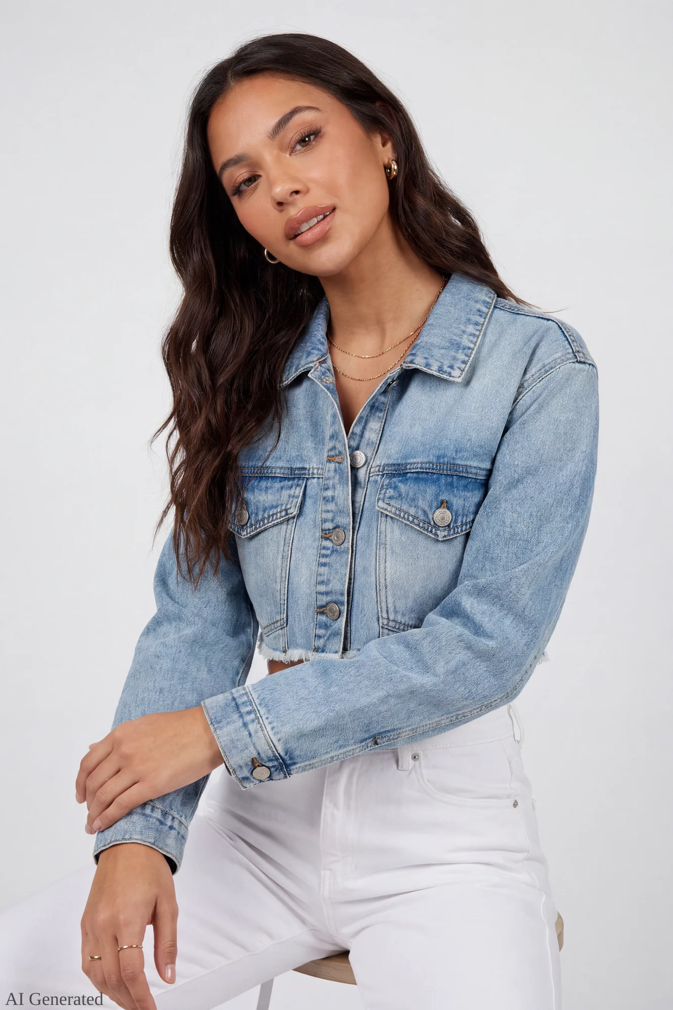 Cropped Denim Jacket - Image 6