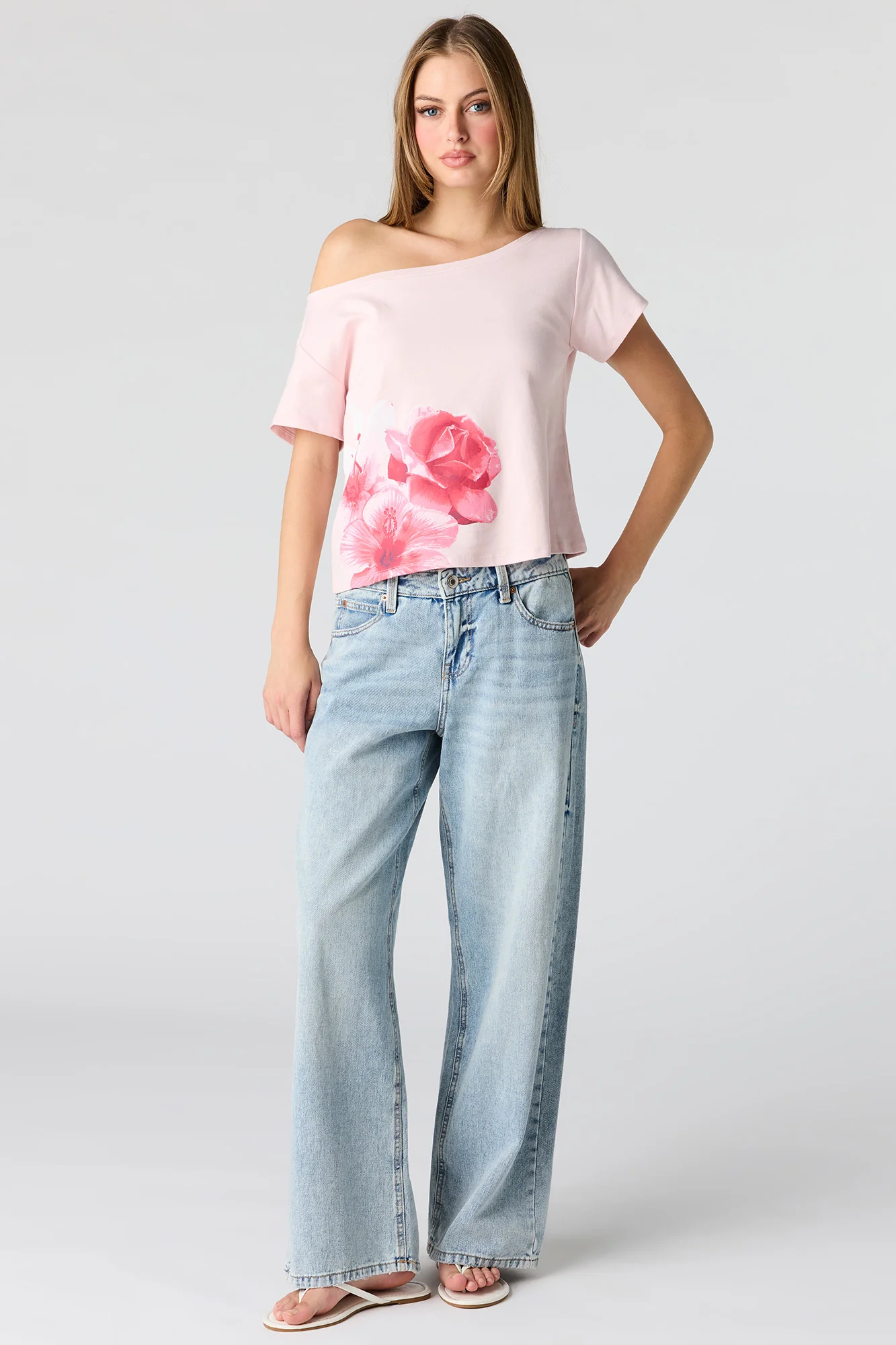 Off Shoulder Graphic T-Shirt - Image 14