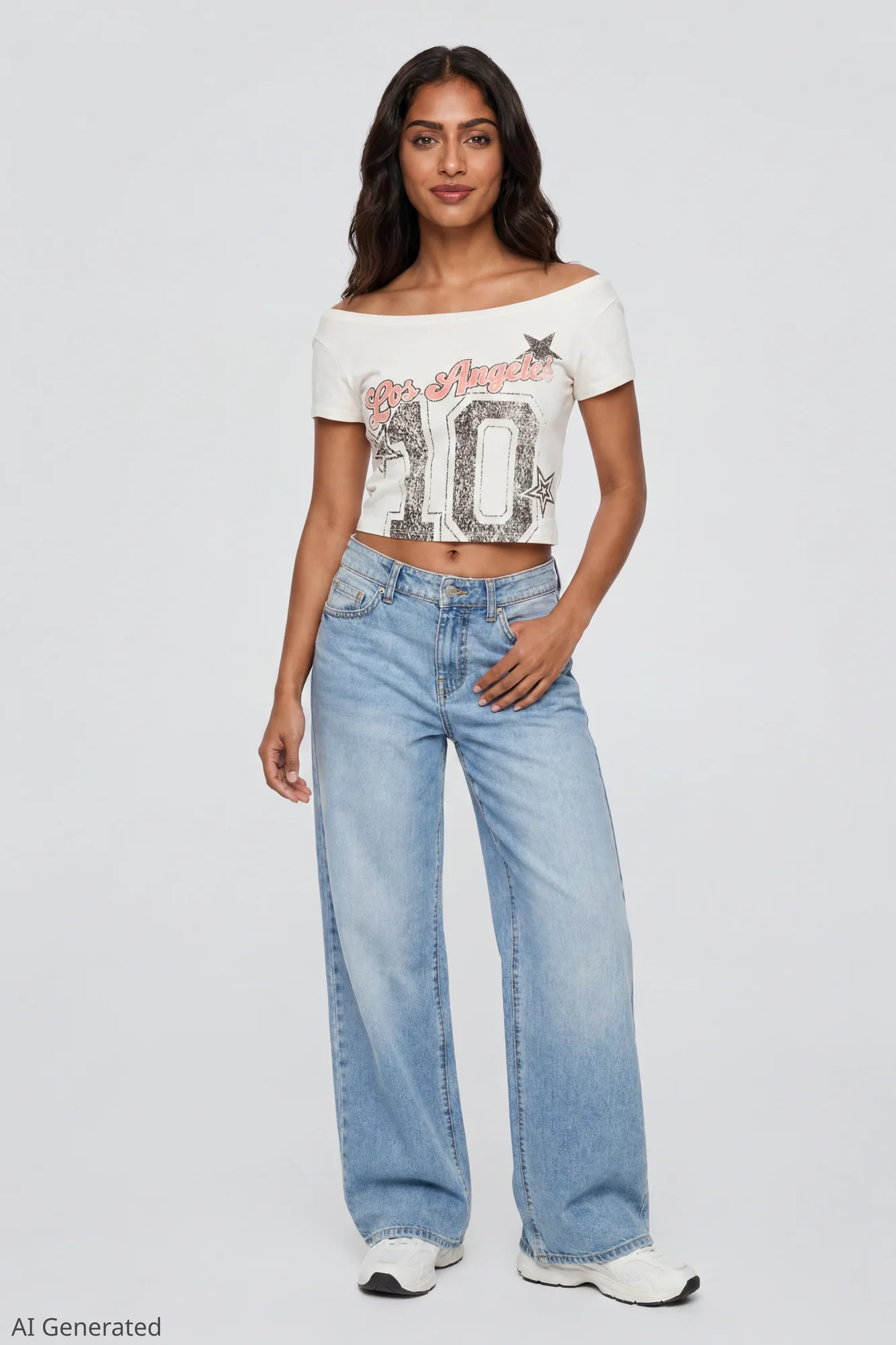 Off Shoulder Graphic T-Shirt - Image 12