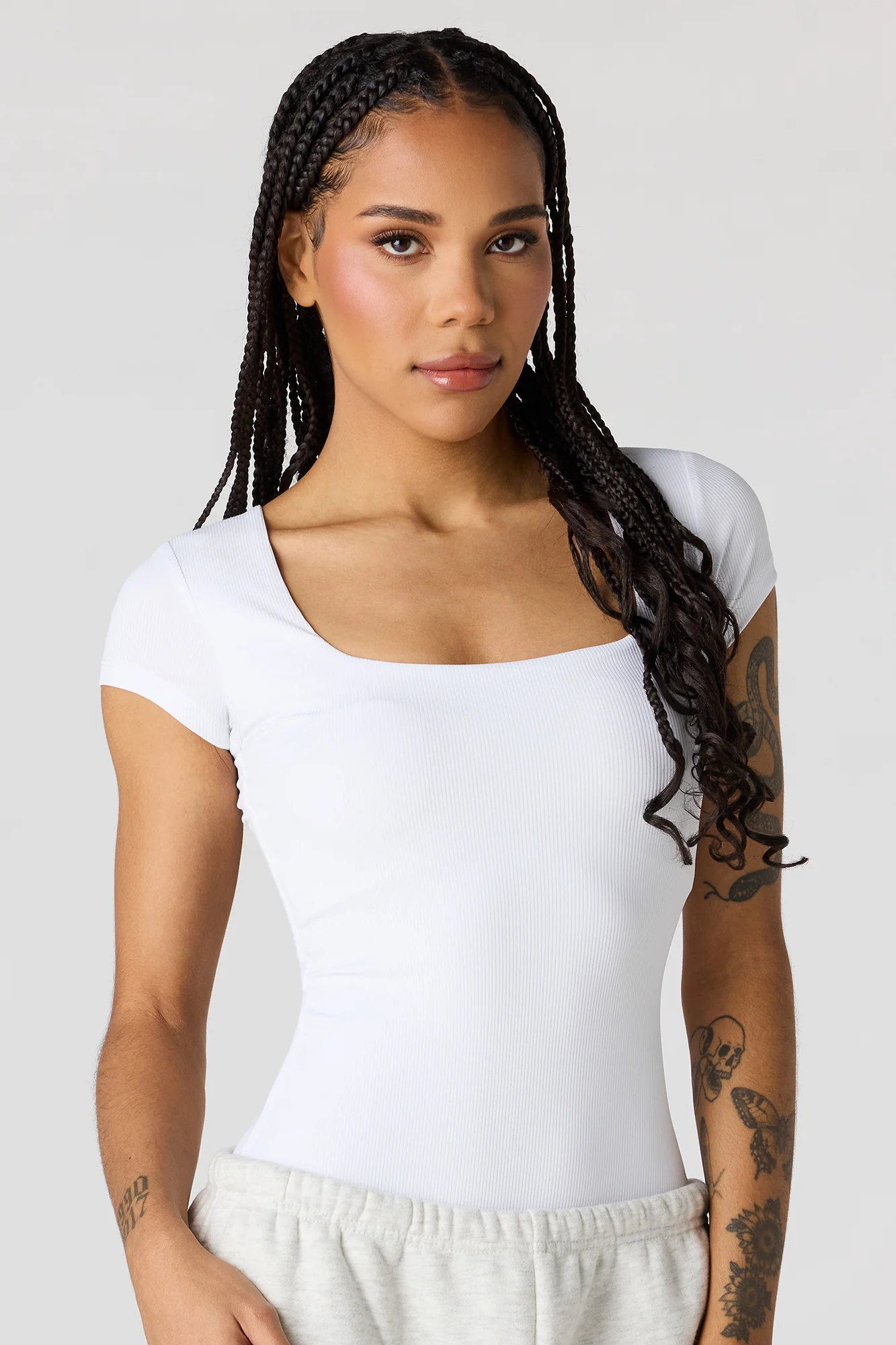 Contour Ribbed Square Neck Bodysuit - Image 9