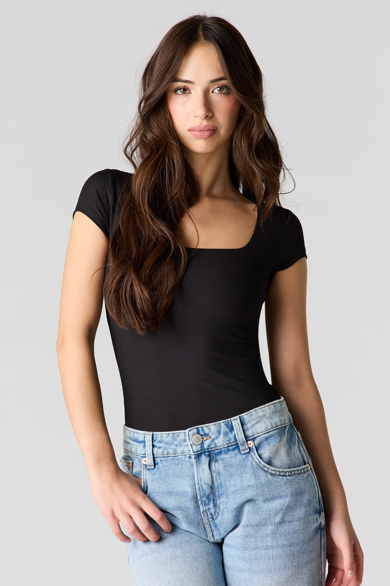 Contour Ribbed Square Neck Bodysuit - Image 2