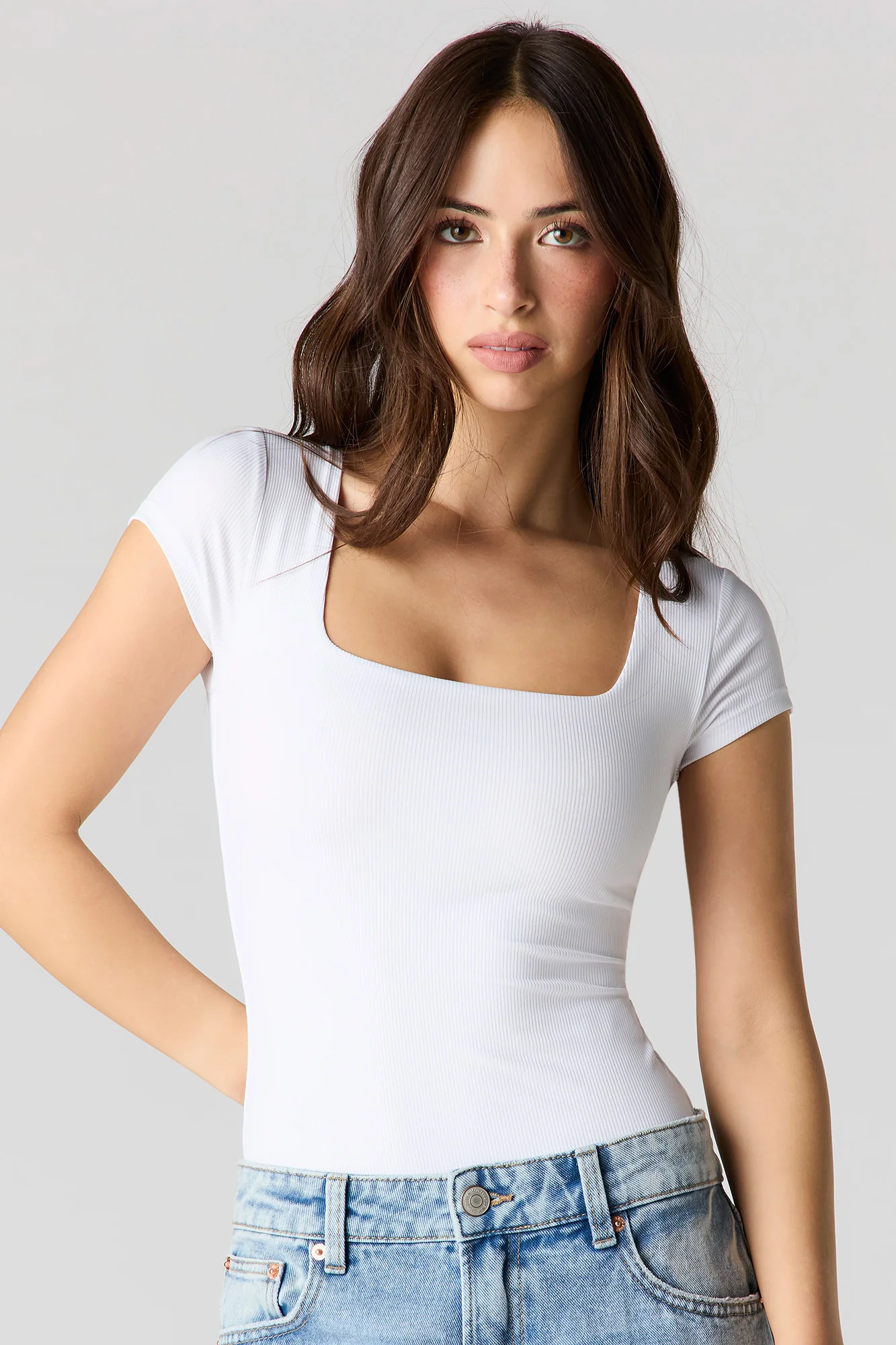 Contour Ribbed Square Neck Bodysuit - Image 9