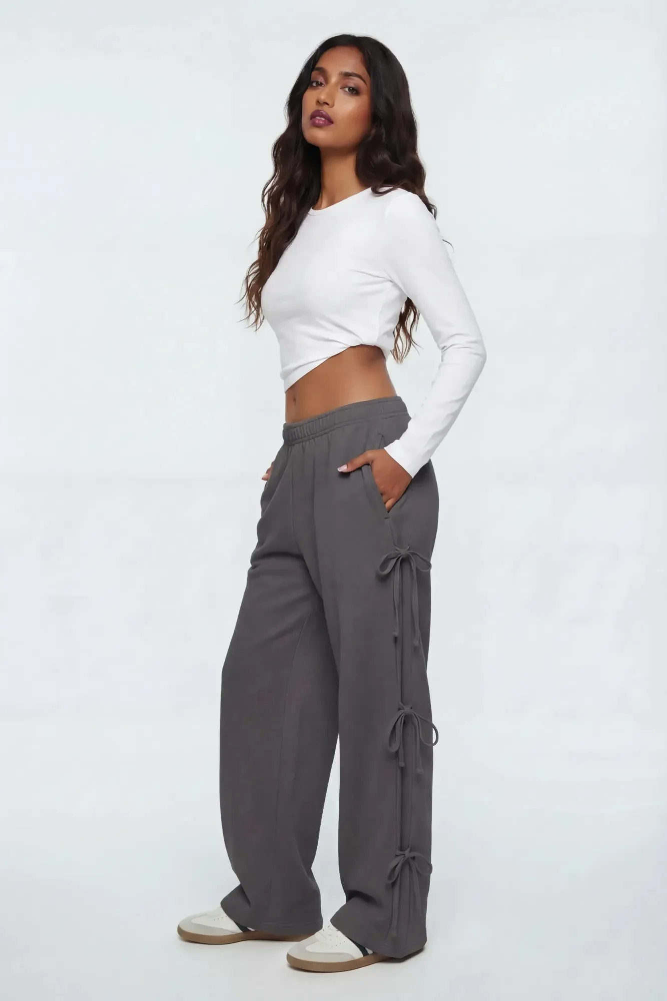 Wide Leg Sweatpant with Bows