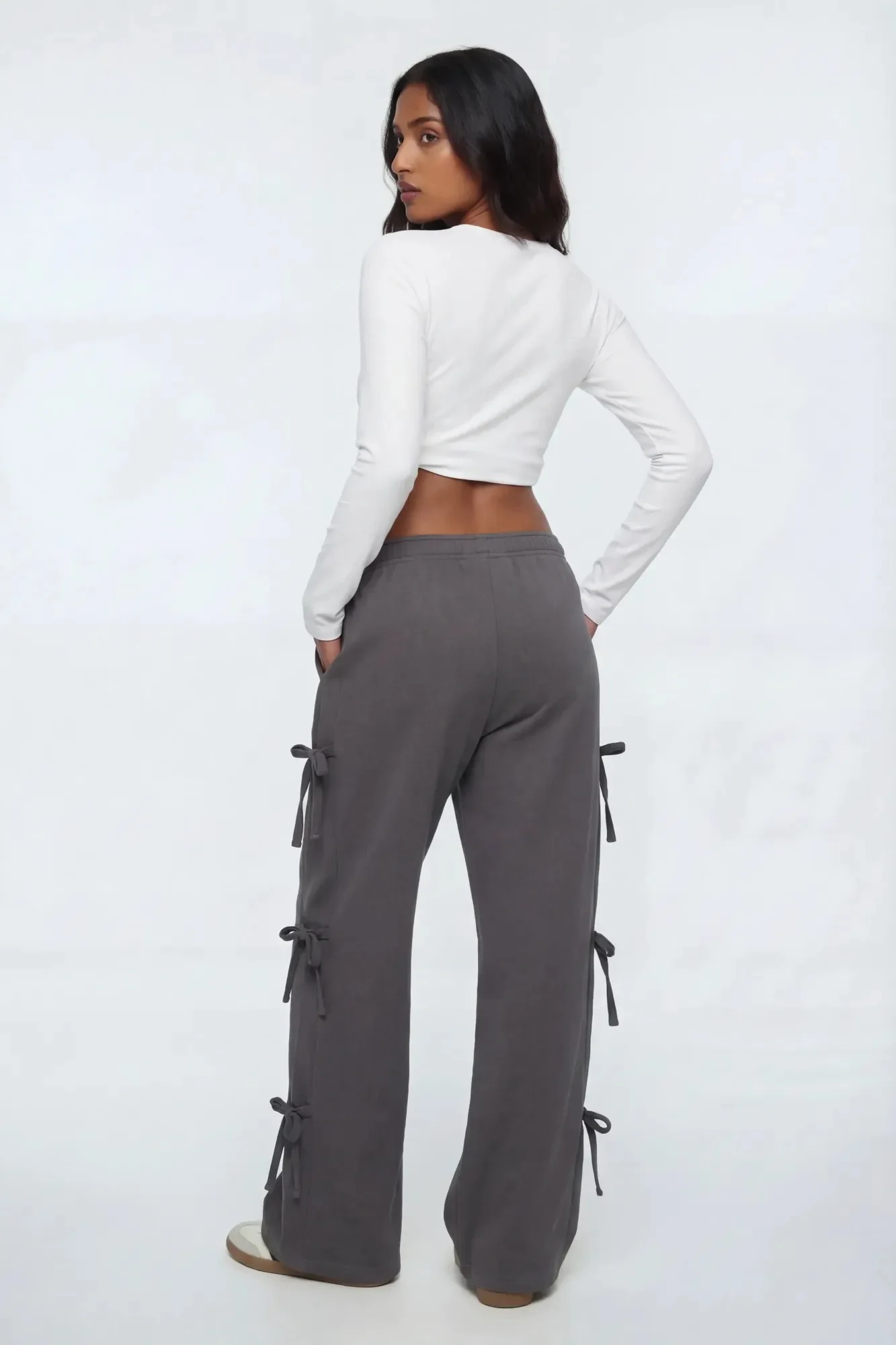 Wide Leg Sweatpant with Bows - Image 2