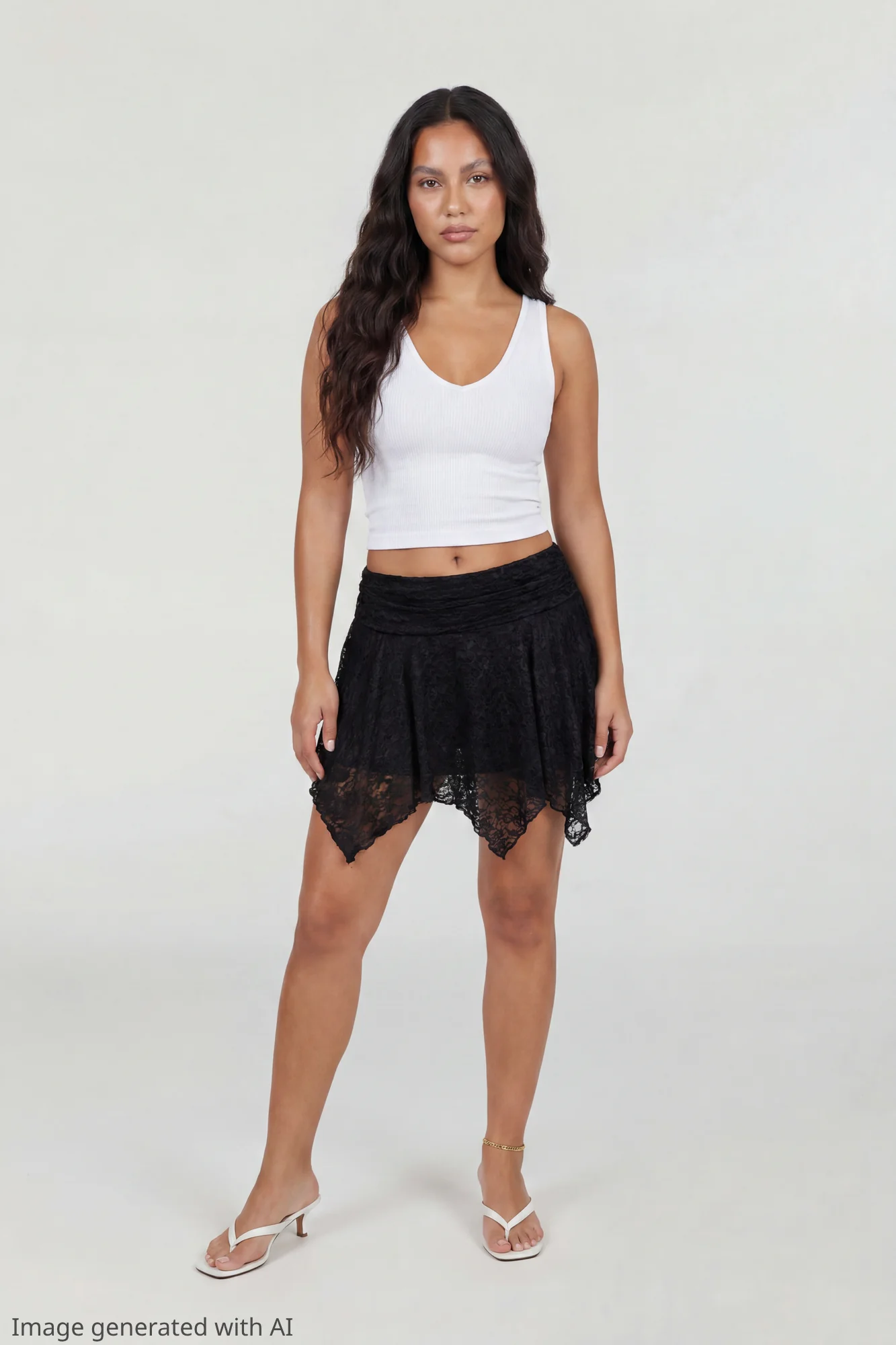 Lace Asymmetrical Mini Skirt - Image 5