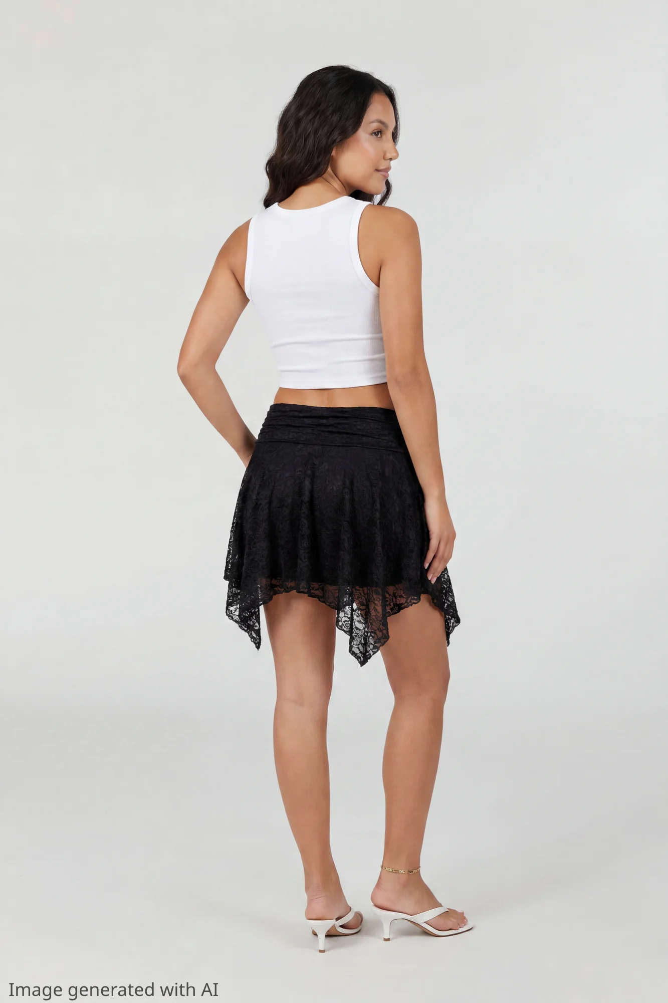 Lace Asymmetrical Mini Skirt - Image 6